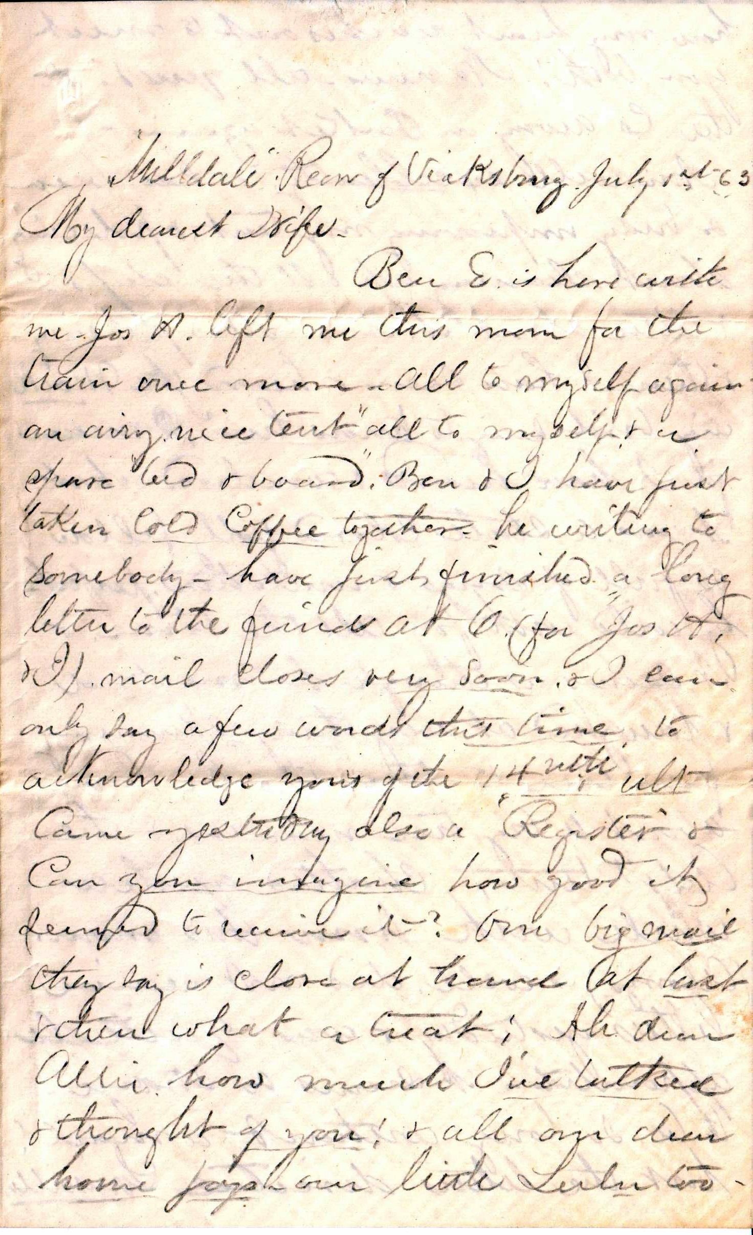 Jerome to Allie, July 1, 1863