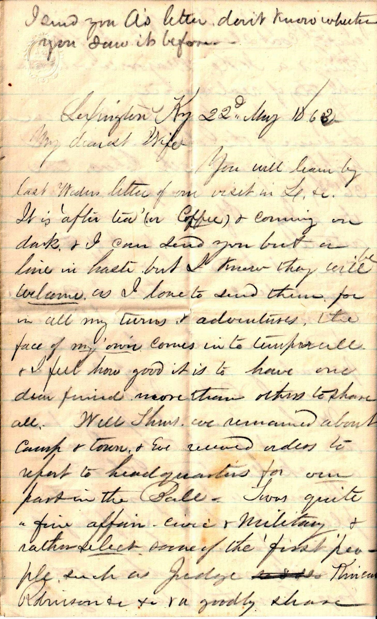 Jerome to Allie, May 22, 1863