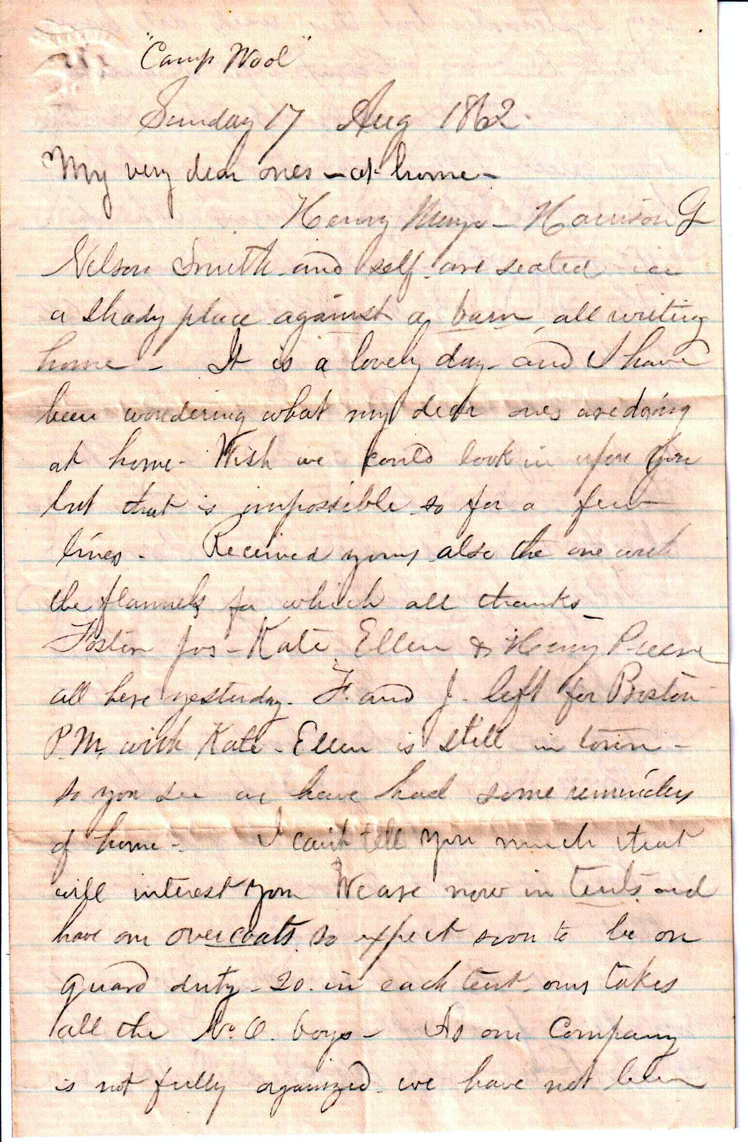 Jerome to Allie, August 17, 1862