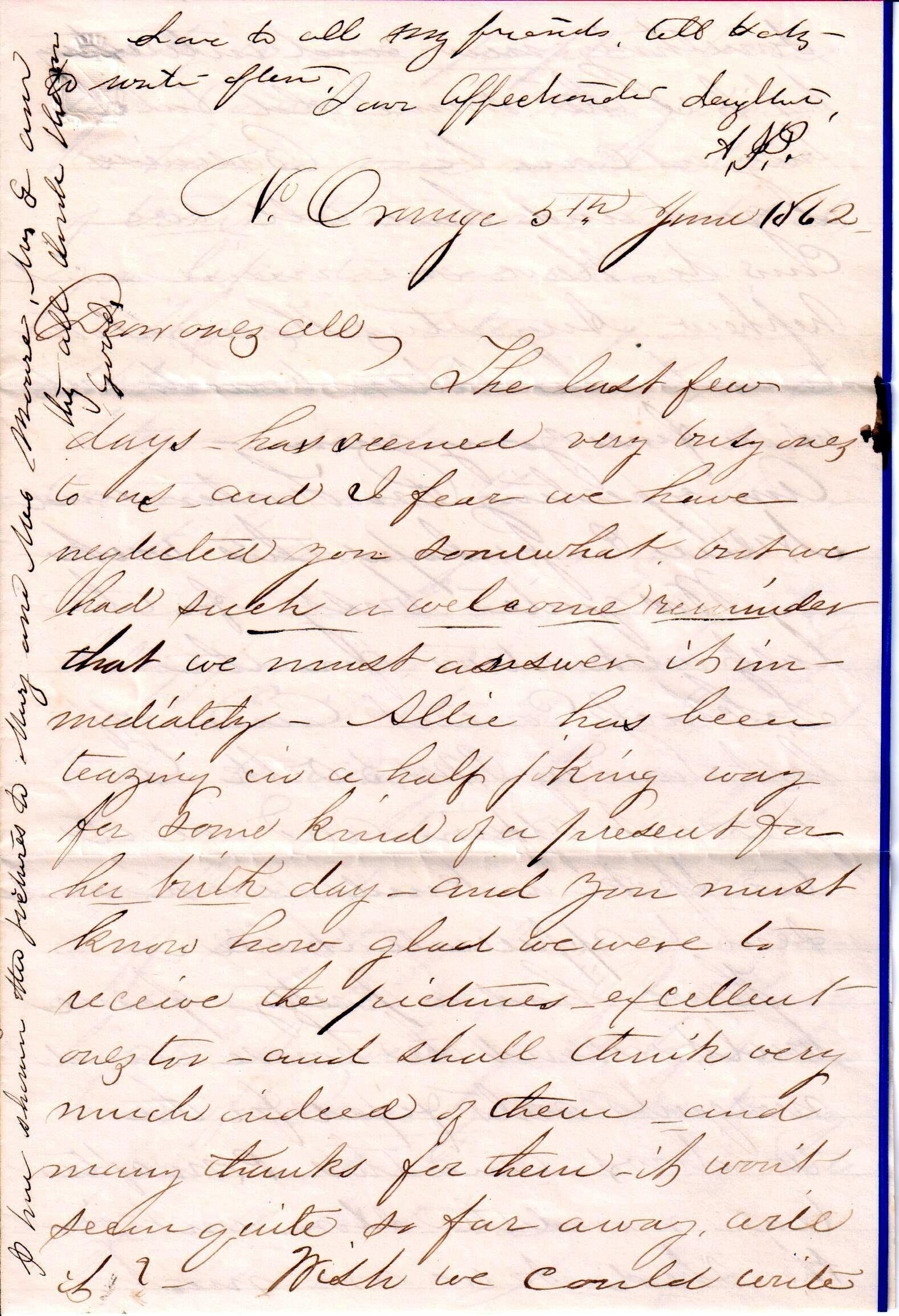 Jerome to "Dear ones all", June 5, 1862