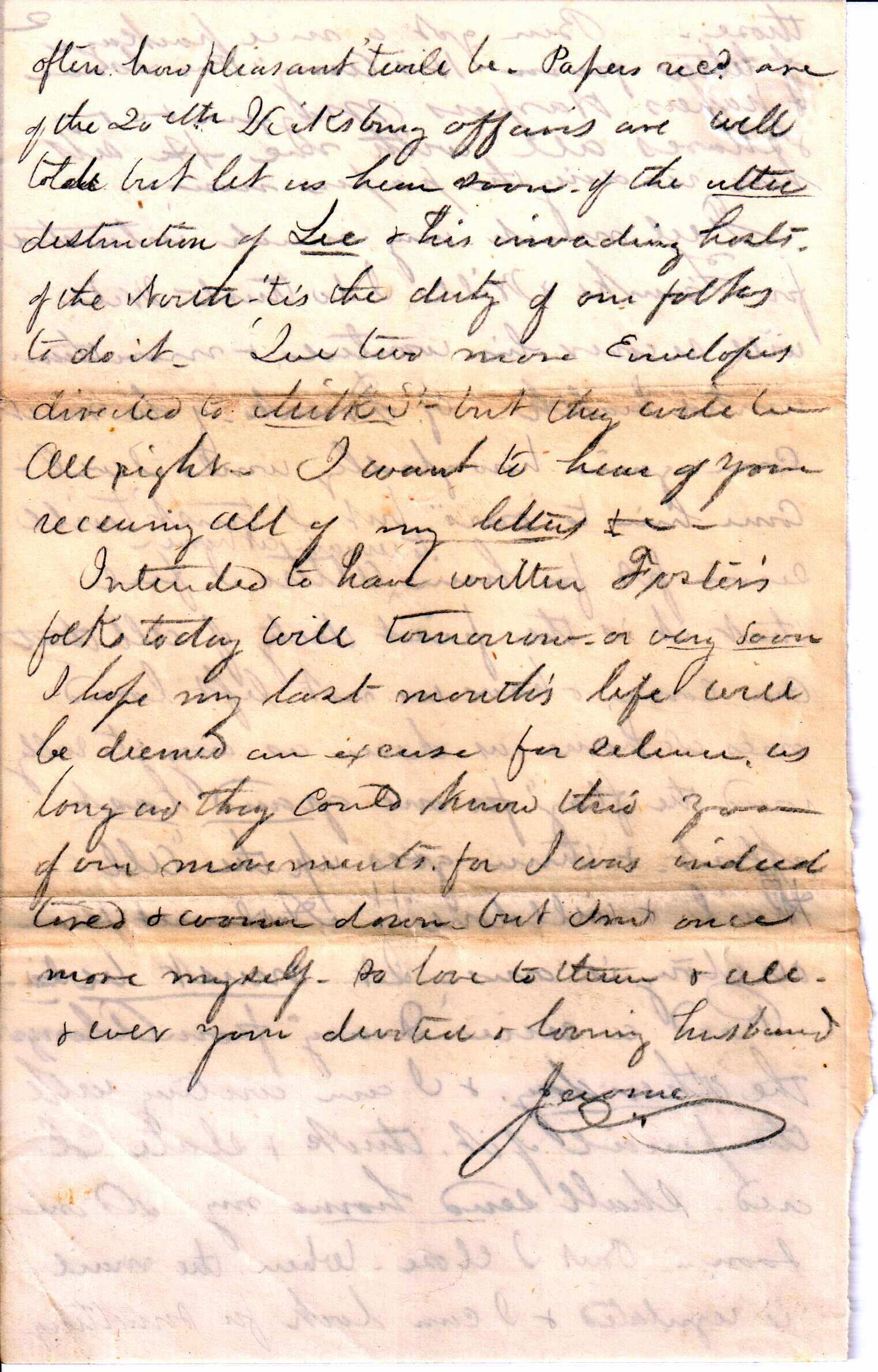 Jerome to Allie, July 1, 1863