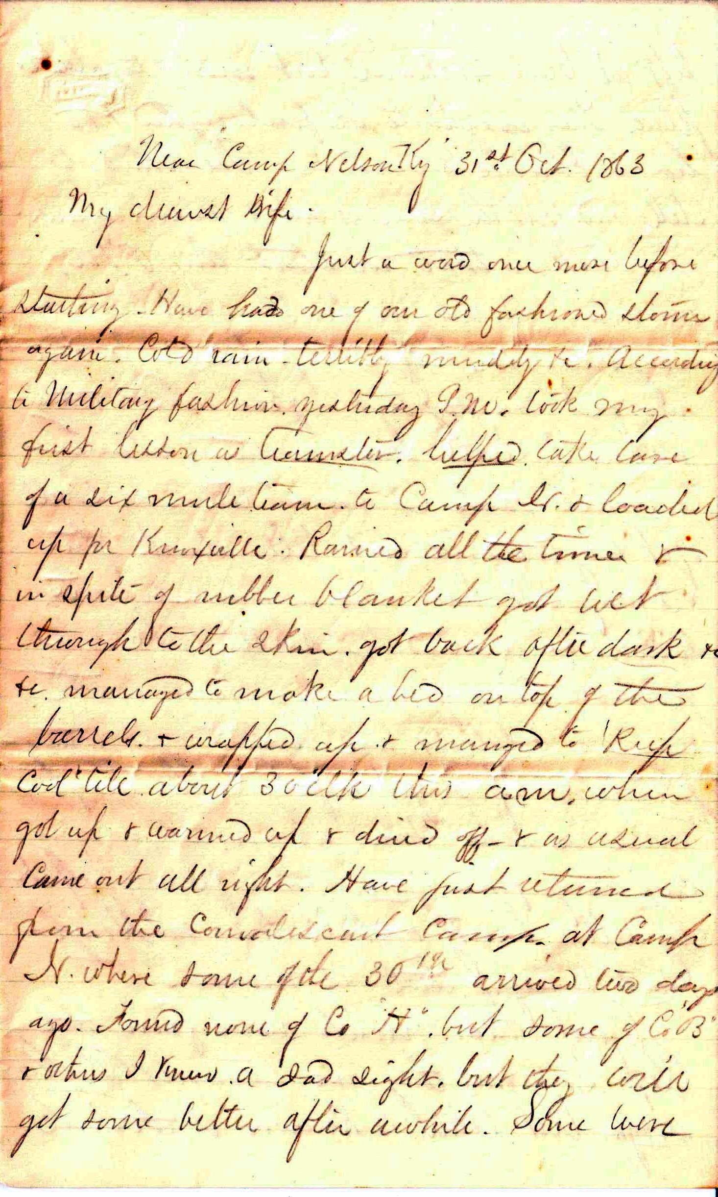 Jerome to Allie, October 31, 1863