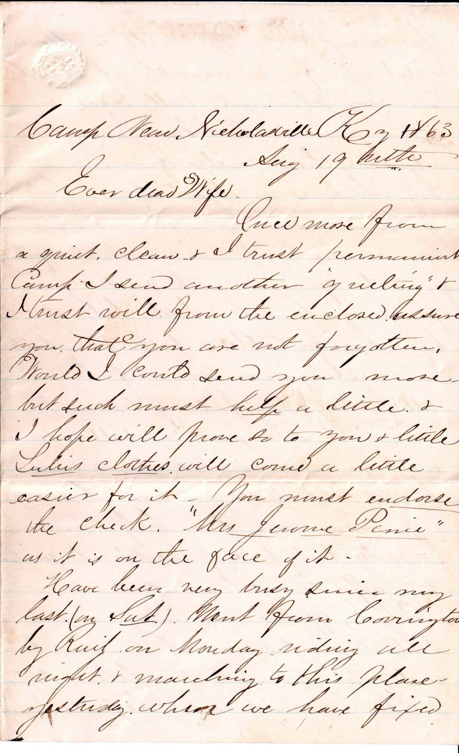 Jerome to Allie, August 19, 1863