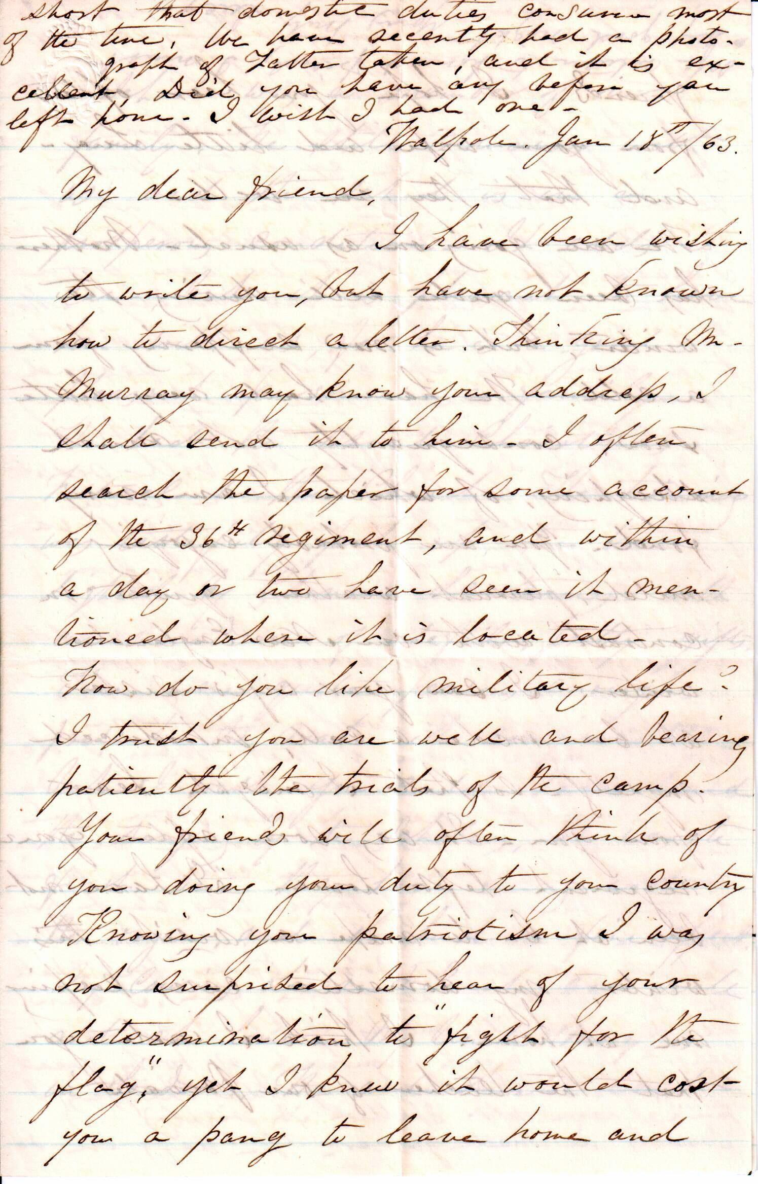 "Friend" Lucy to Jerome, January 18, 1863