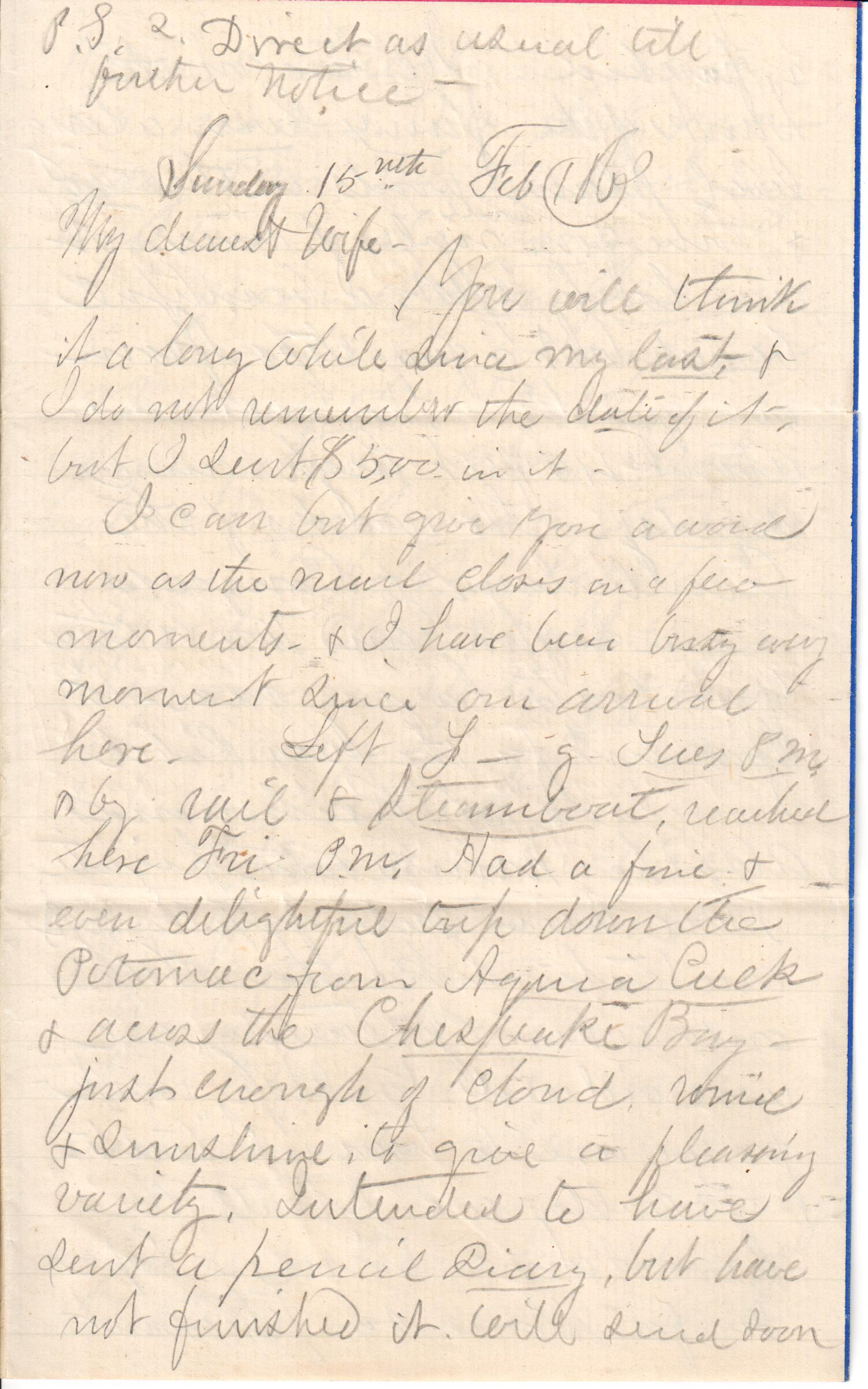 Jerome to Allie, February 15, 1863