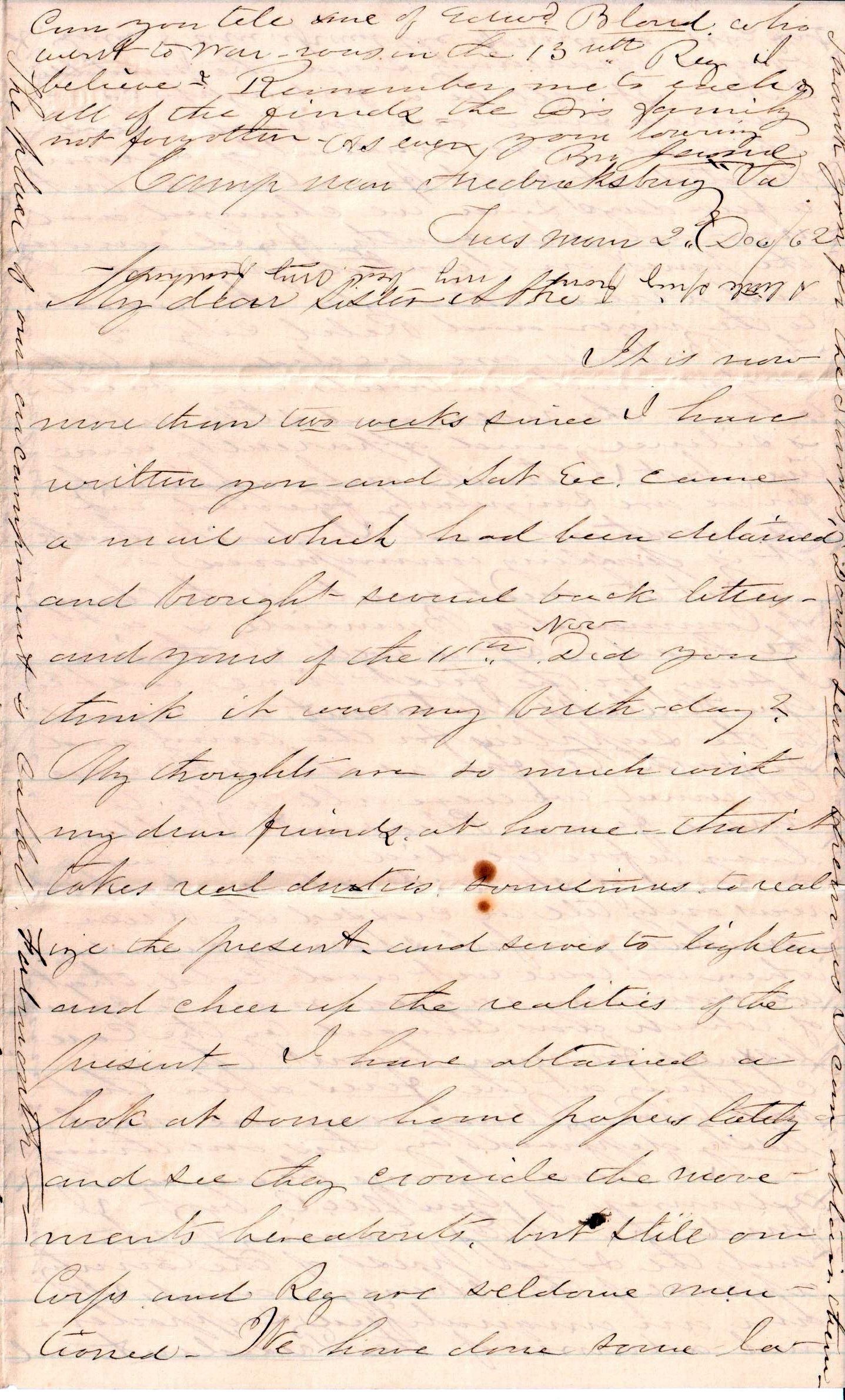 Jerome to "Sister" Abbie, December 2, 1862