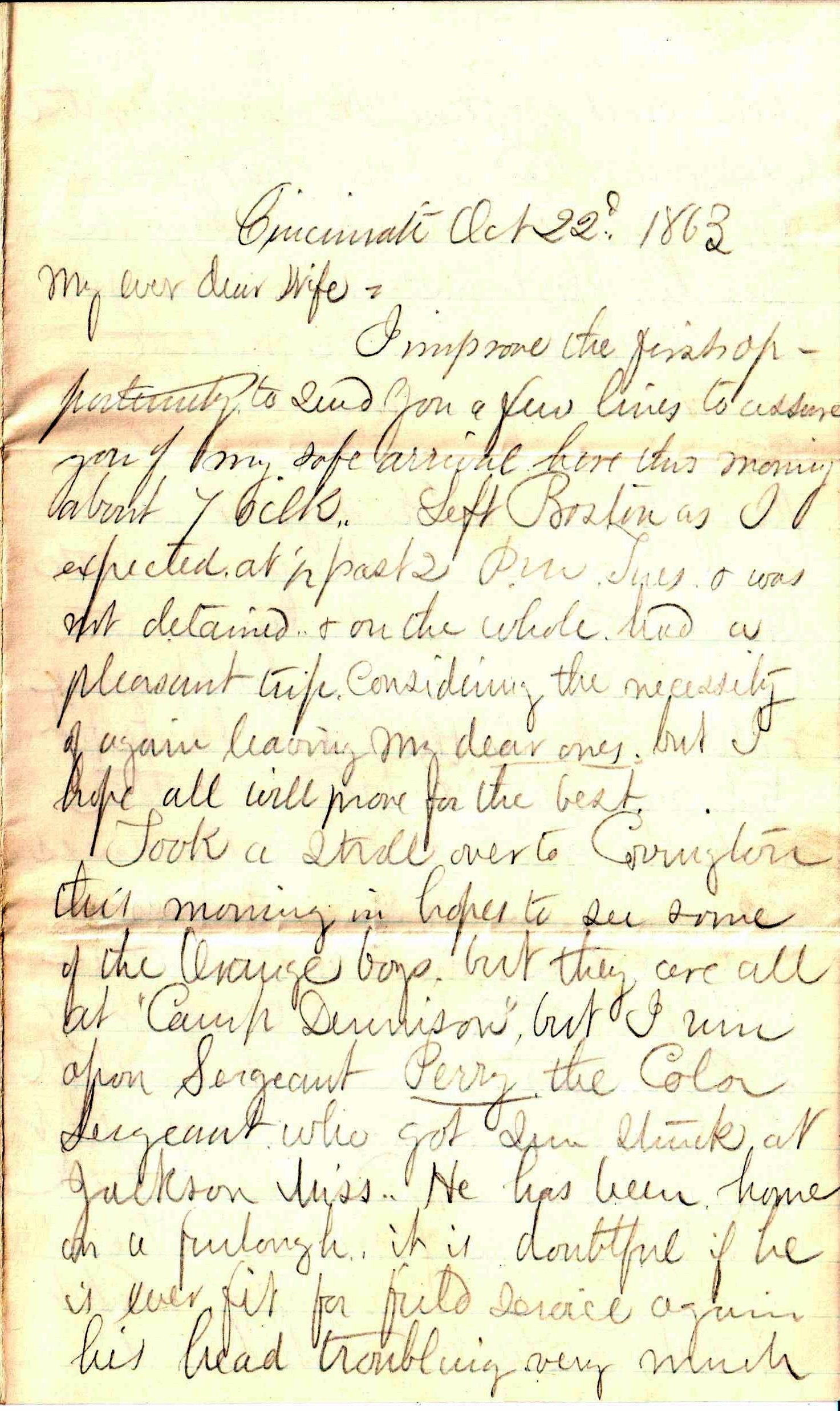 Jerome to Allie, October 22, 1863