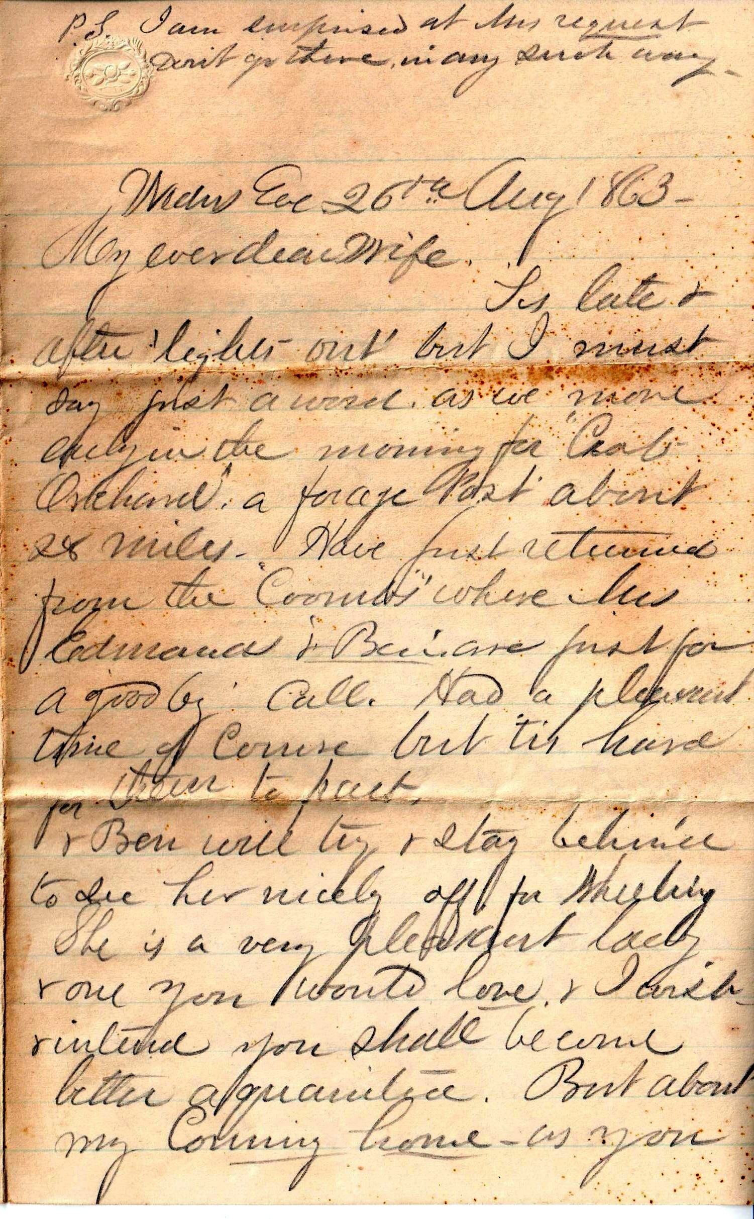 Jerome to Allie, August 26, 1863