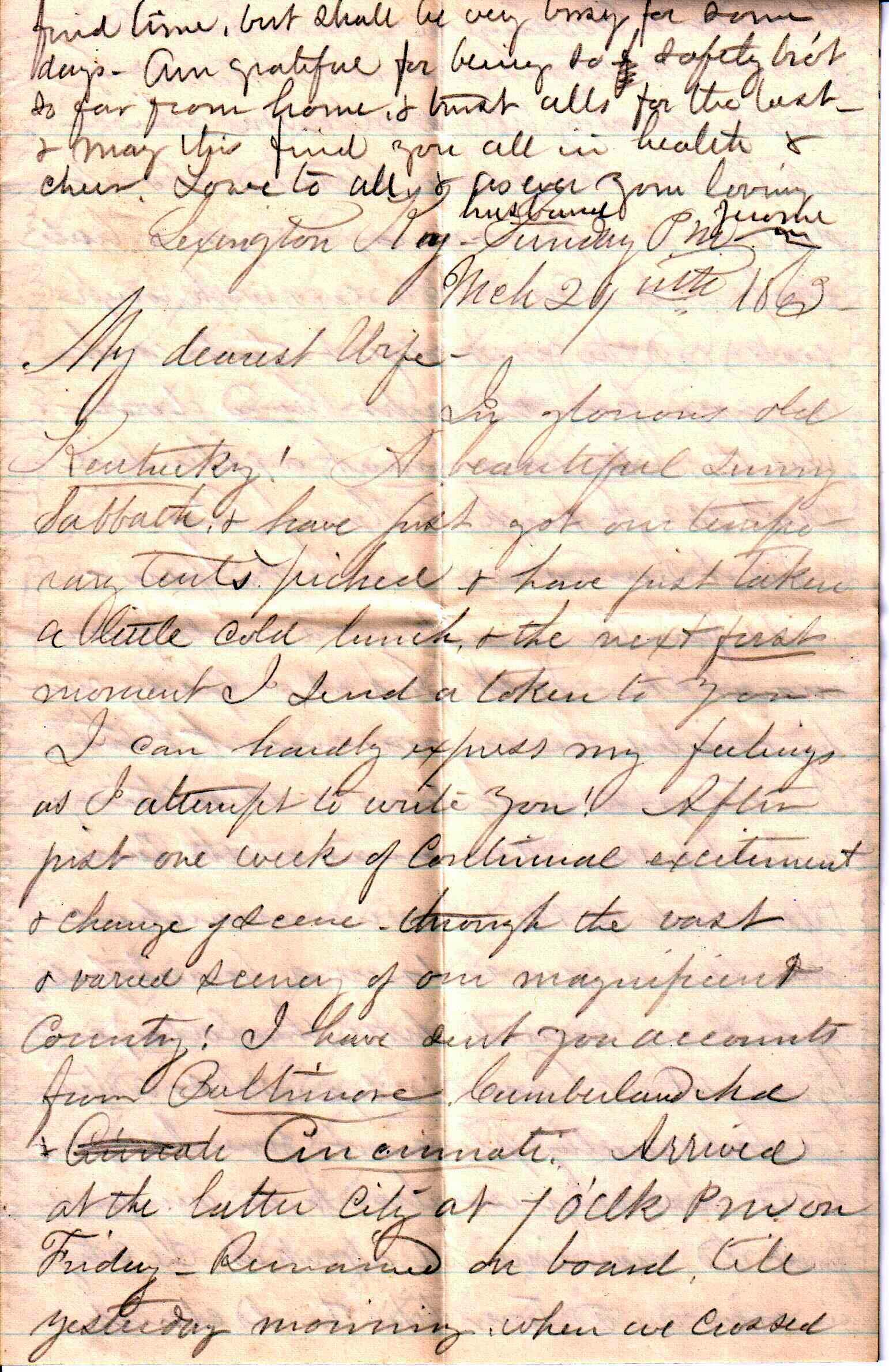 Jerome to Allie, March 29, 1863