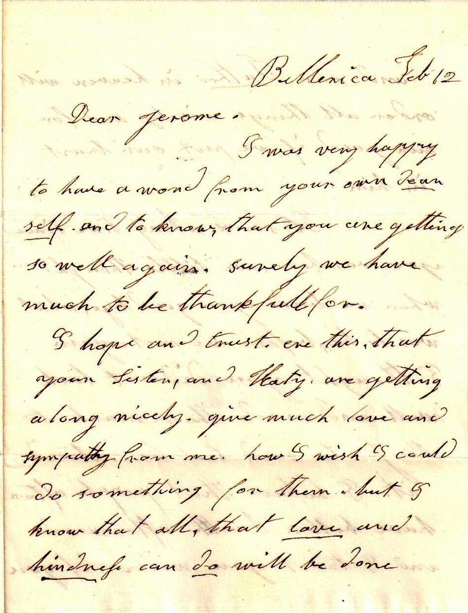 Mother J [Jaquith] to Jerome, February 12, 1857