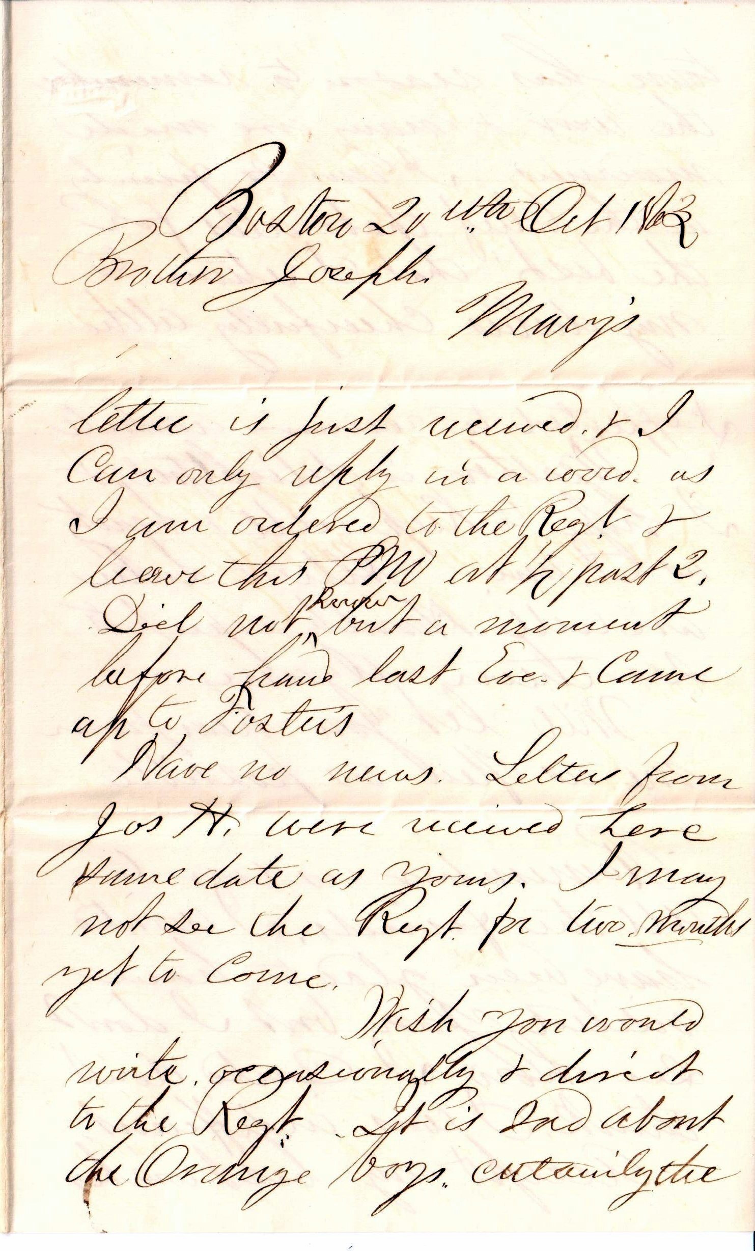 Jerome to "Brother" Joseph, October 20, 1863