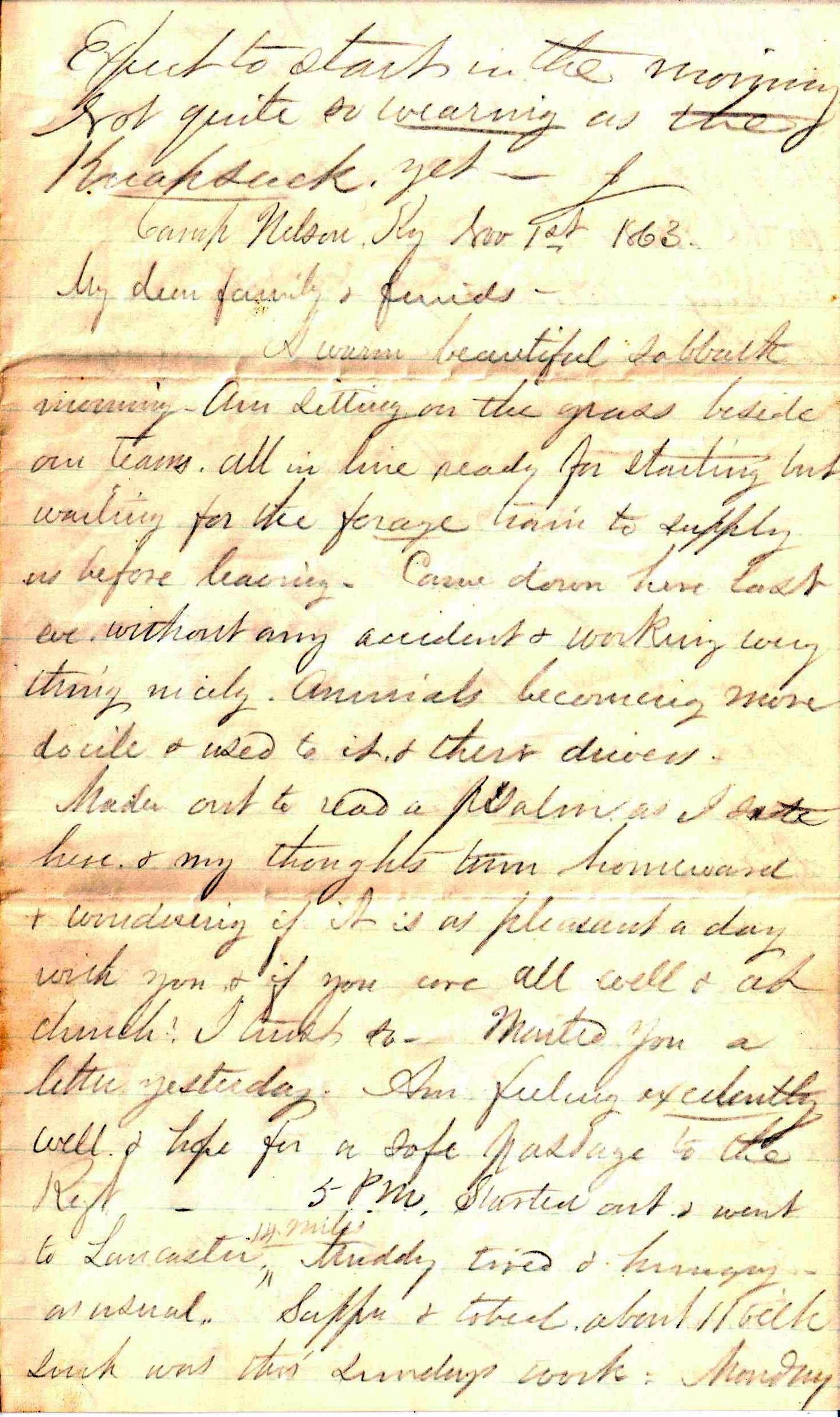 Jerome to family and friends, November 1, 1863