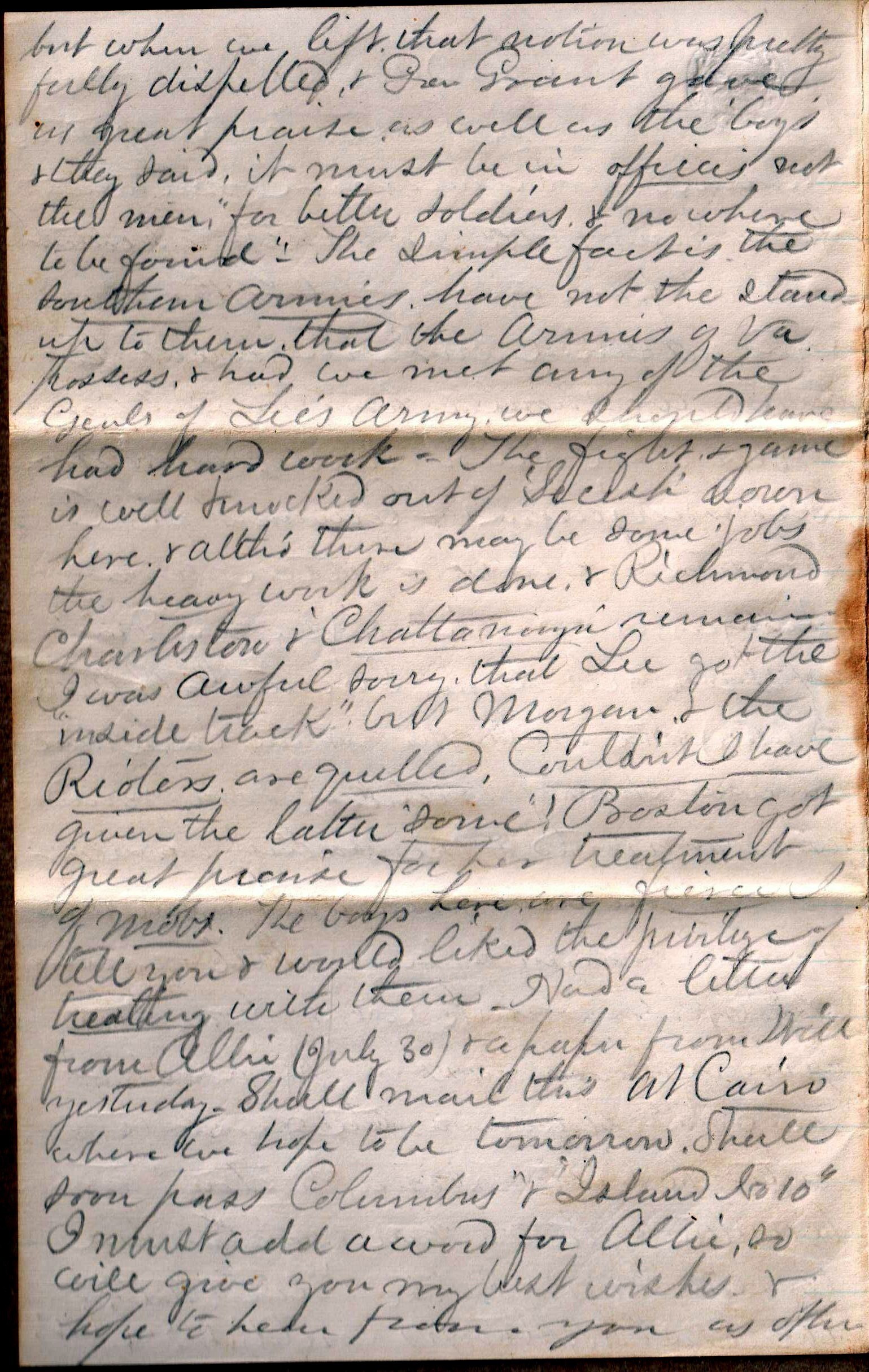 Jerome to "Brother" Franklin, July 9, 1863