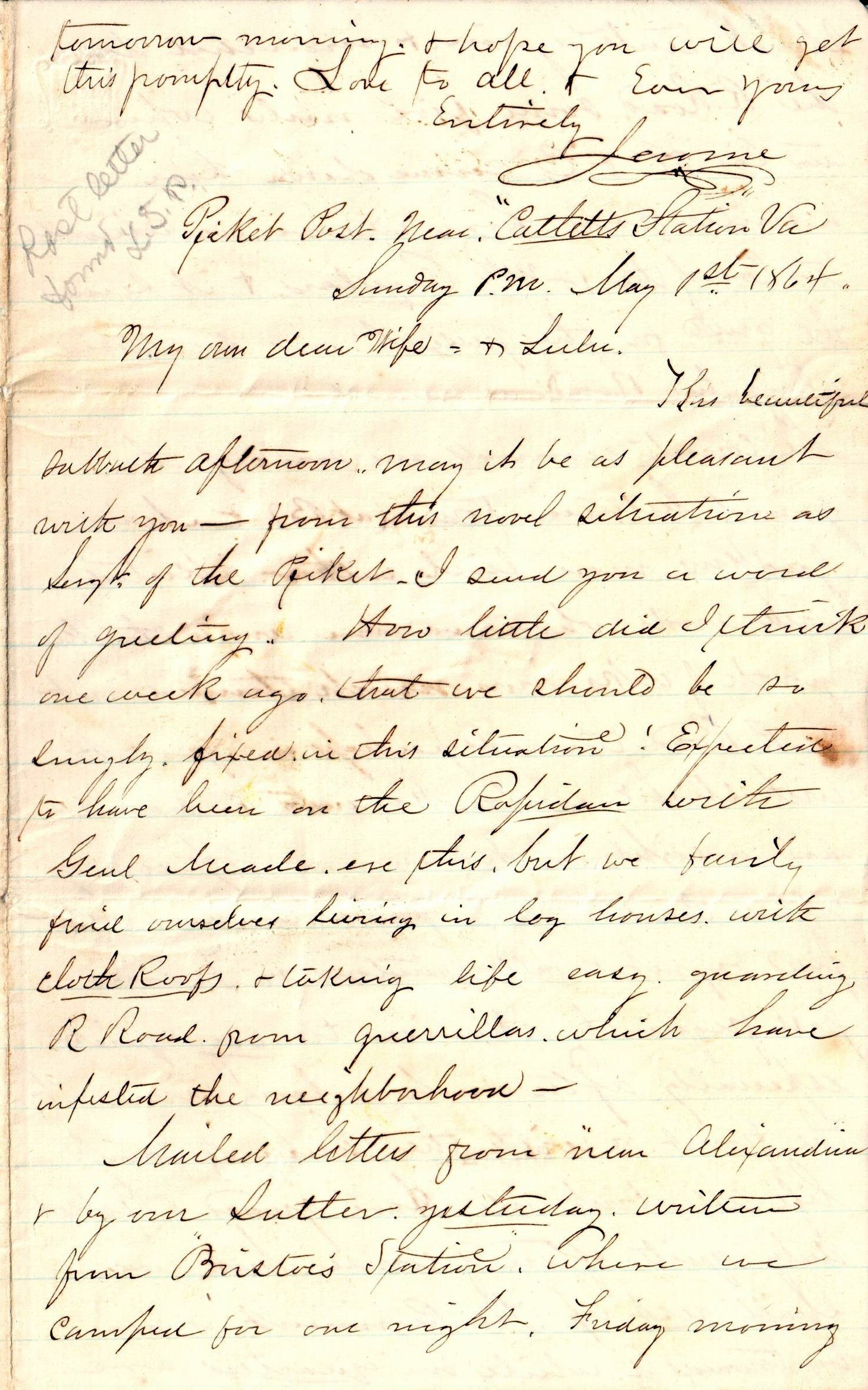 Jerome to Allie, May 1, 1864