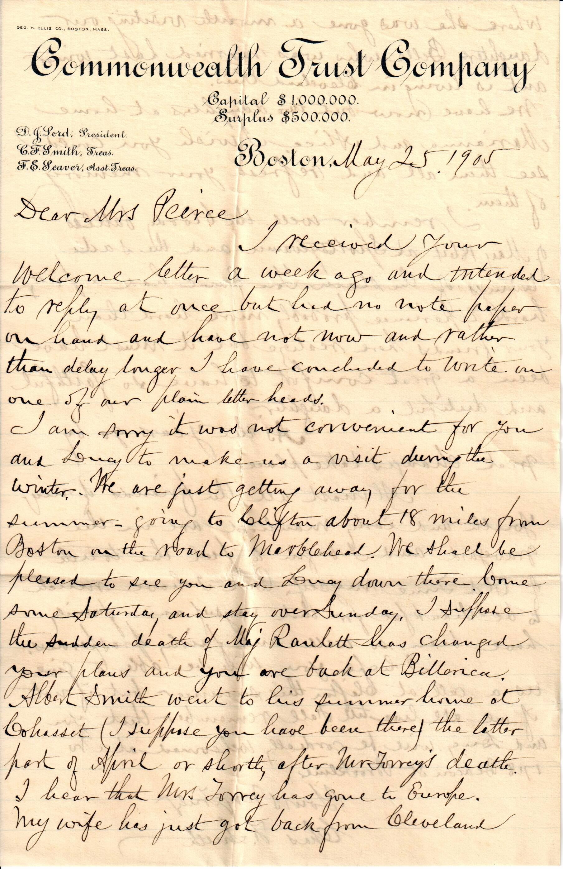 Chas. F. Smith to Allie, May 25, 1905