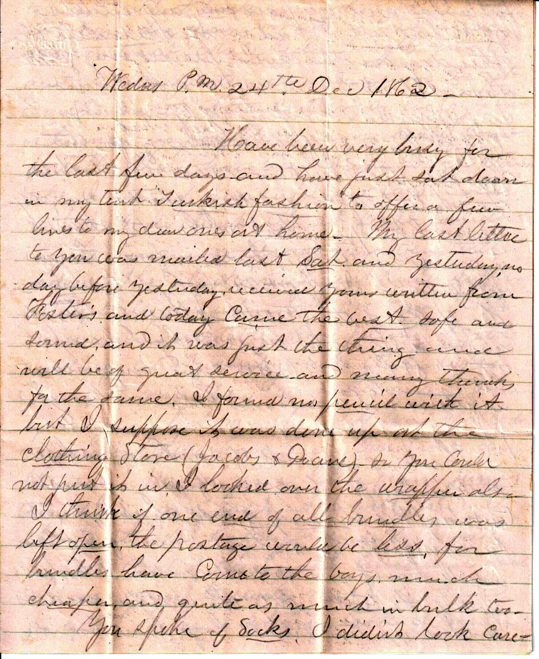 Jerome to Allie and Lulu, December 24, 1862