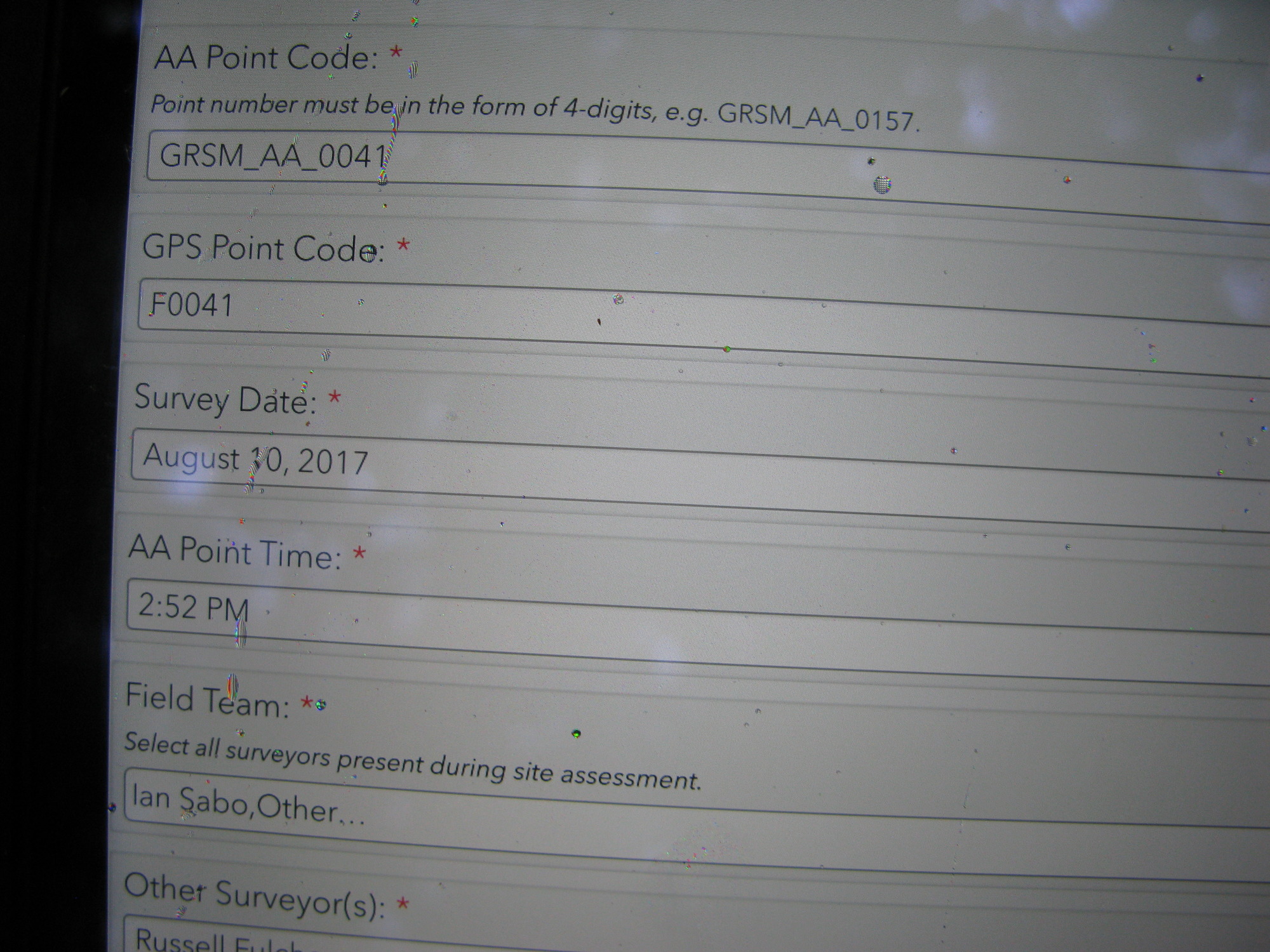 GRSM Accuracy Assessment. Plot Code: GRSM_AA_0041_1