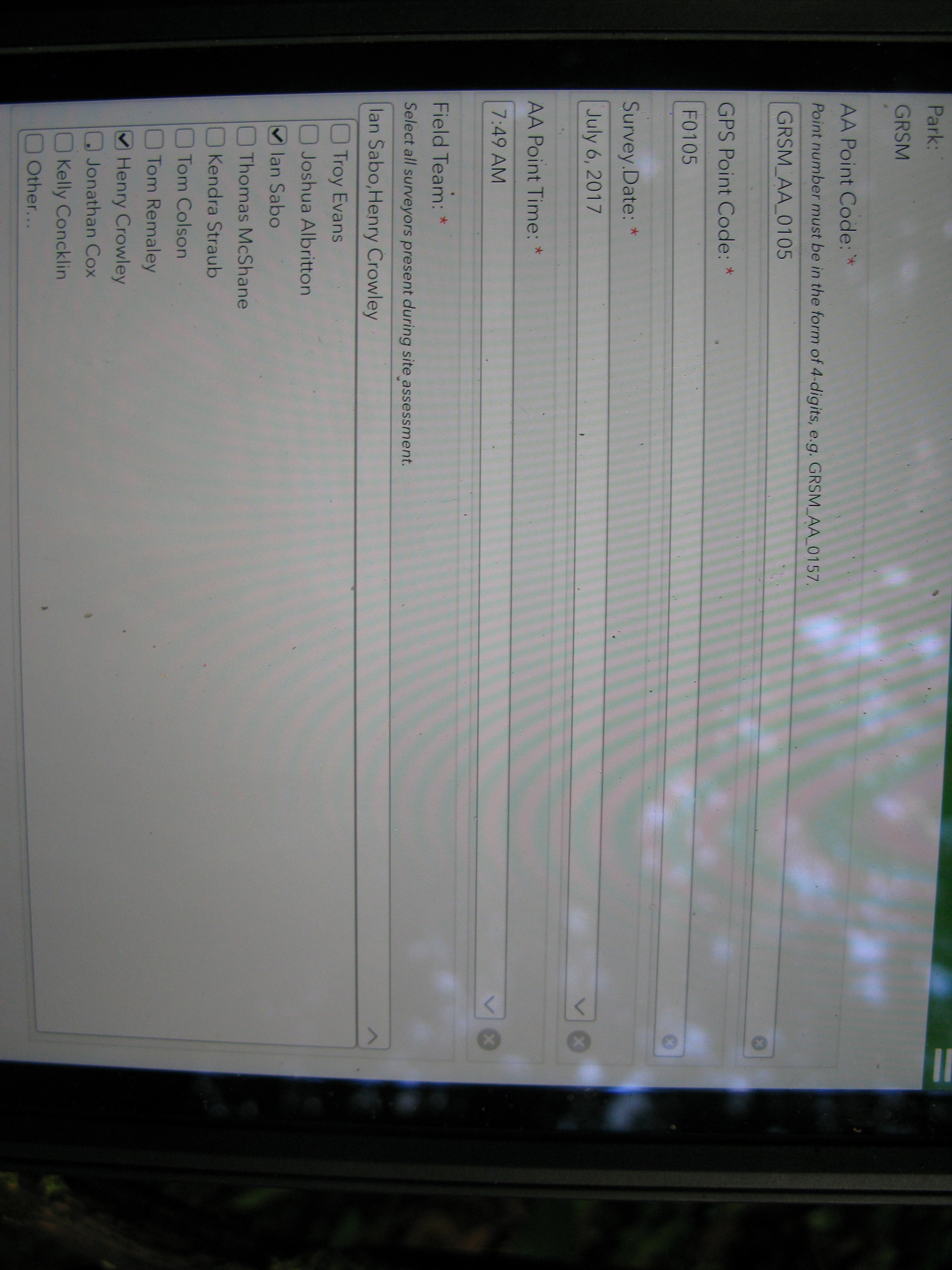 GRSM Accuracy Assessment. Plot Code: GRSM_AA_0105_1
