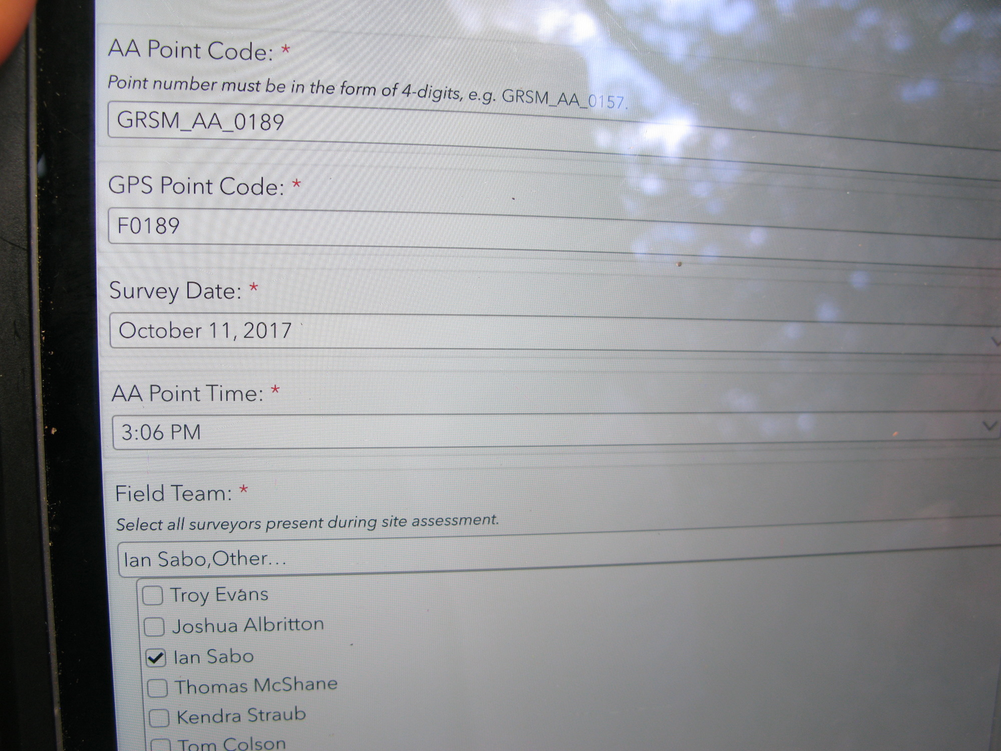 GRSM Accuracy Assessment. Plot Code: GRSM_AA_0189_1