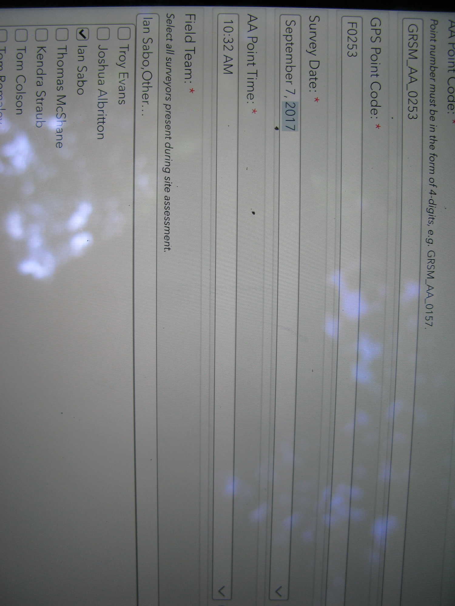 GRSM Accuracy Assessment. Plot Code: GRSM_AA_0253_1