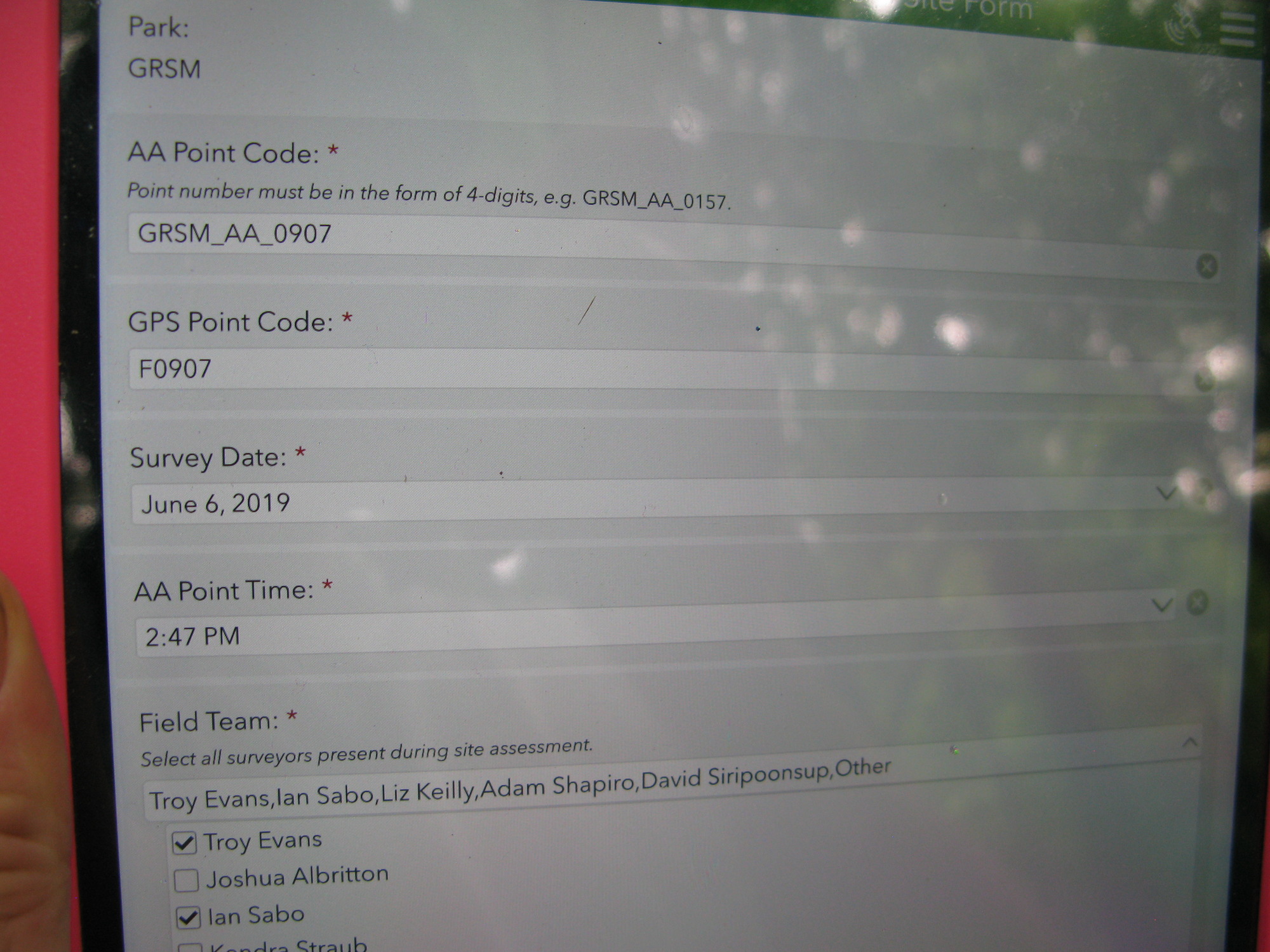 GRSM Accuracy Assessment. Plot Code: GRSM_AA_0907_1
