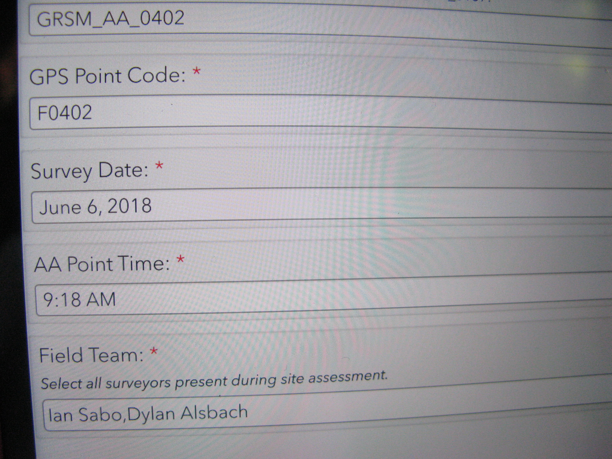 GRSM Accuracy Assessment. Plot Code: GRSM_AA_0402_1
