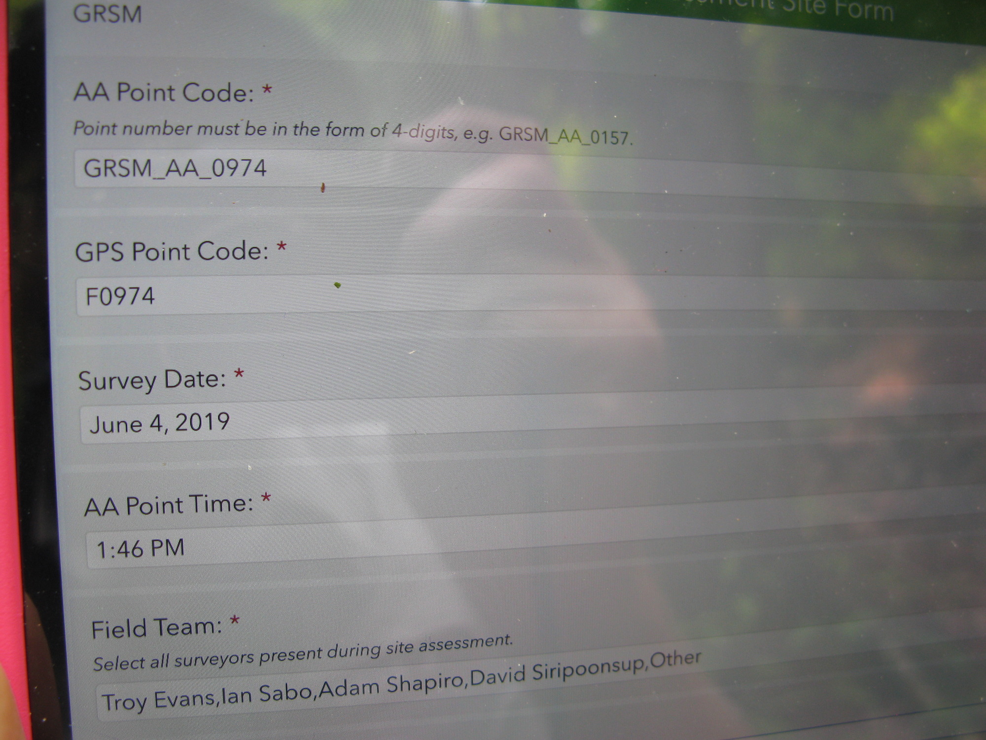 GRSM Accuracy Assessment. Plot Code: GRSM_AA_0974_1