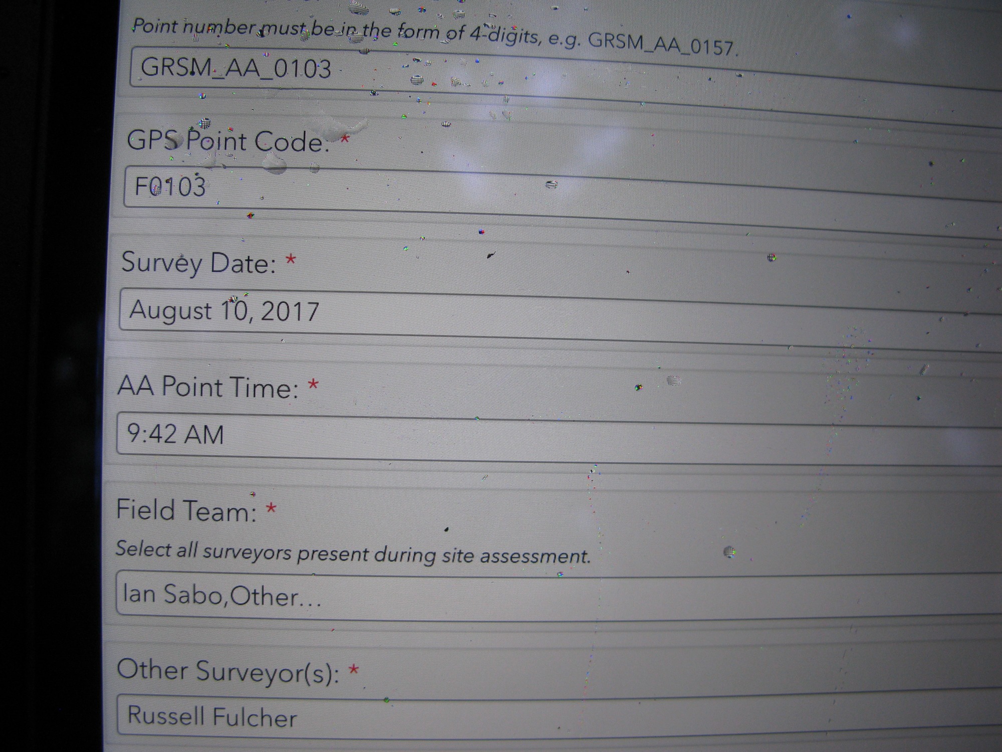 GRSM Accuracy Assessment. Plot Code: GRSM_AA_0103_1