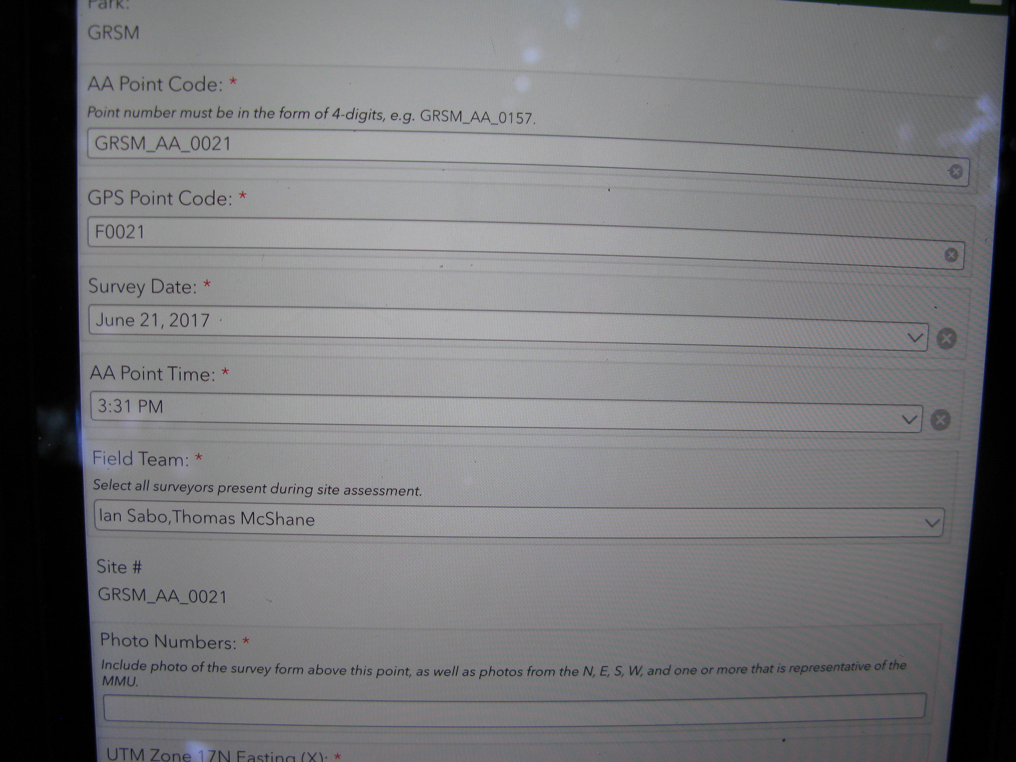 GRSM Accuracy Assessment. Plot Code: GRSM_AA_0021_1