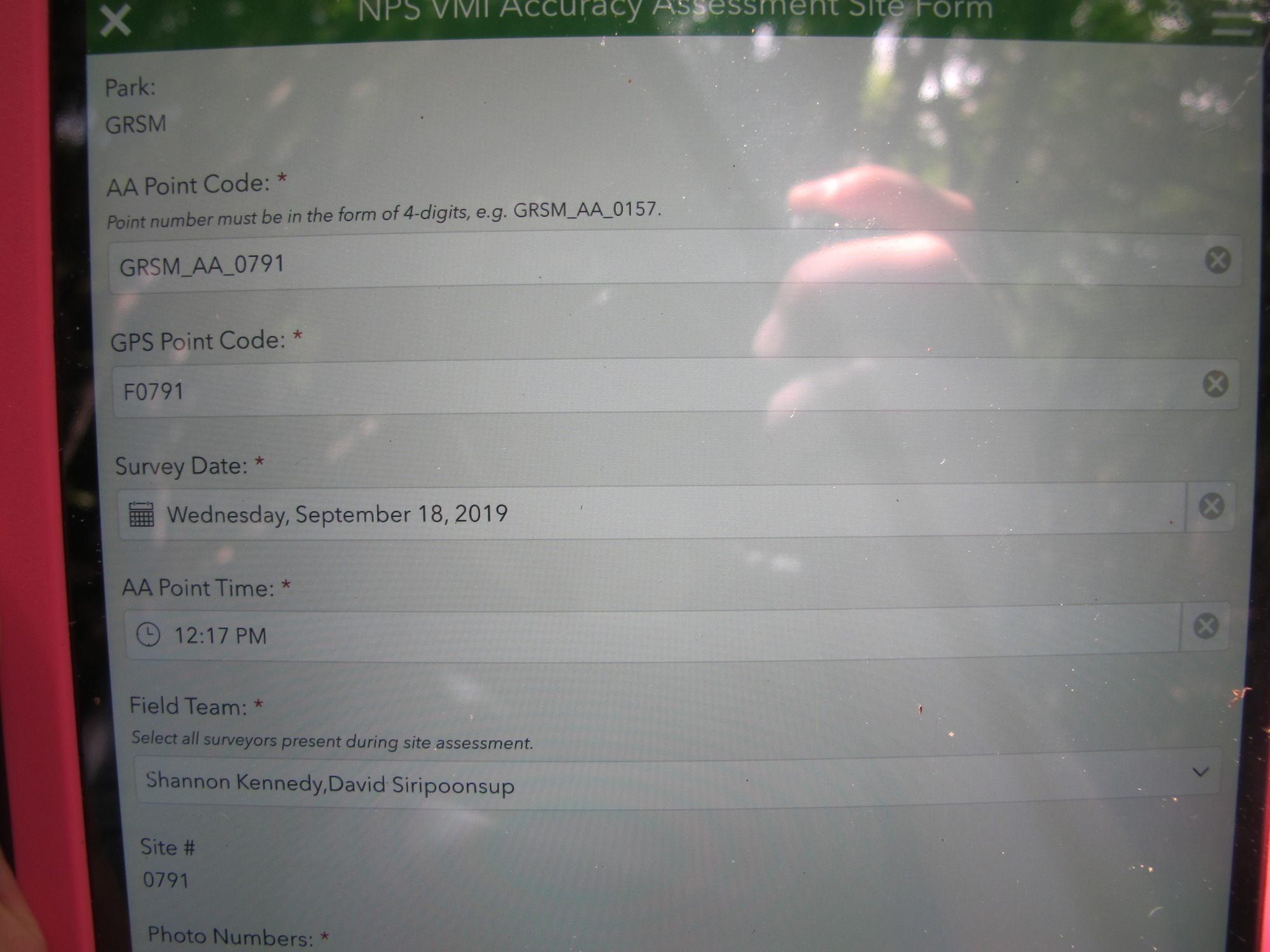 GRSM Accuracy Assessment. Plot Code: GRSM_AA_0791_1