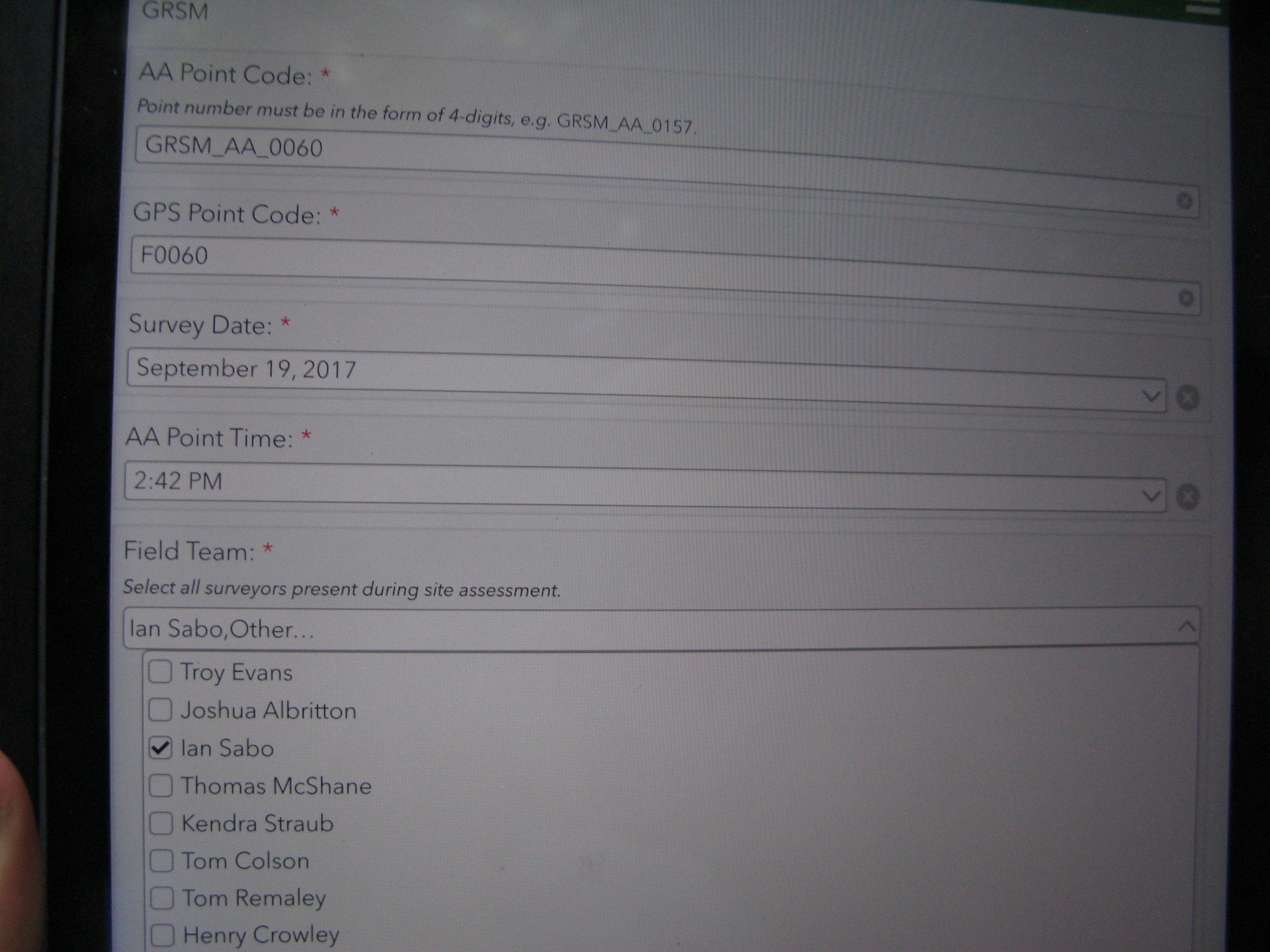GRSM Accuracy Assessment. Plot Code: GRSM_AA_0060_1