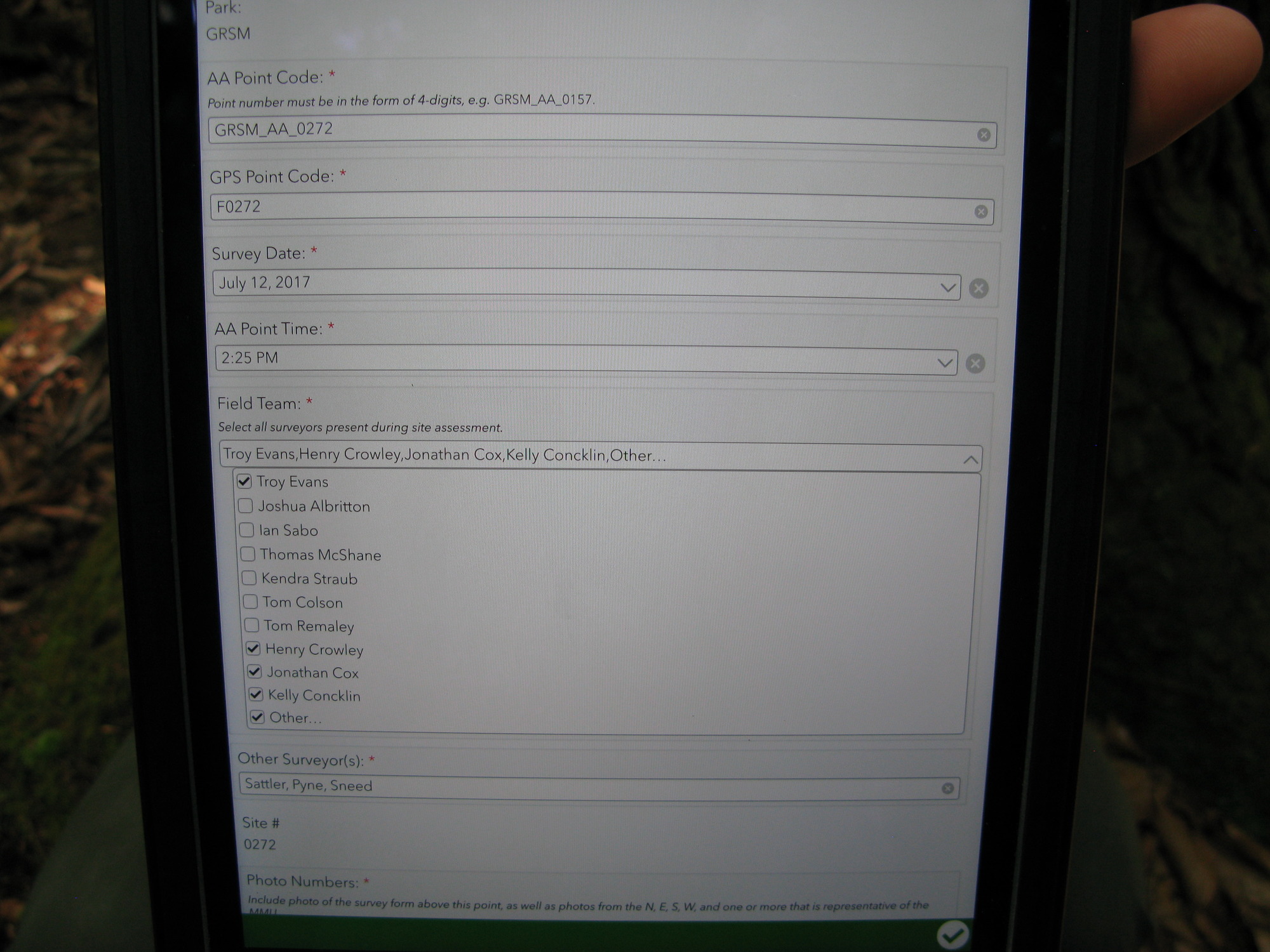 GRSM Accuracy Assessment. Plot Code: GRSM_AA_0272_1