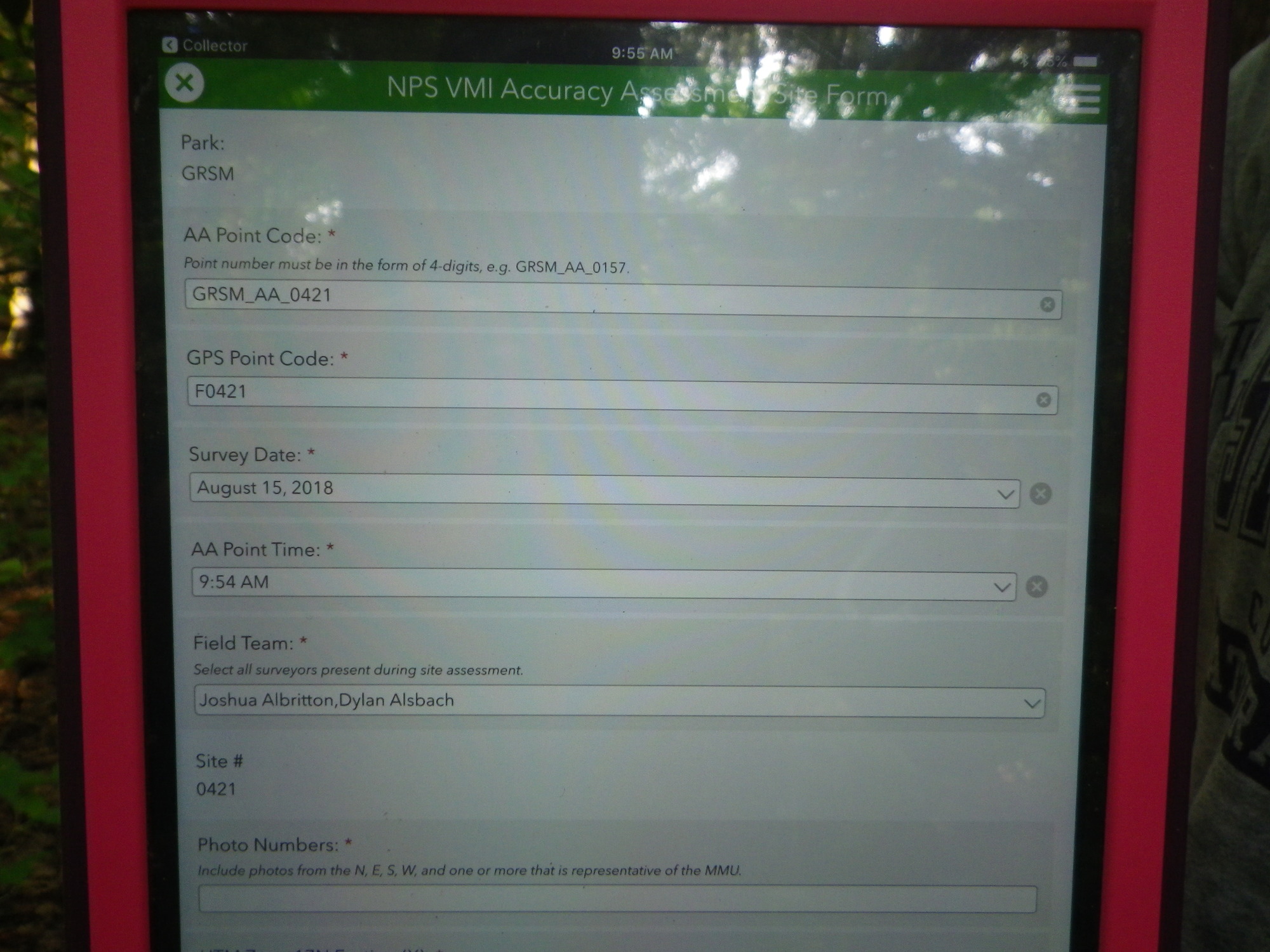 GRSM Accuracy Assessment. Plot Code: GRSM_AA_0421_1