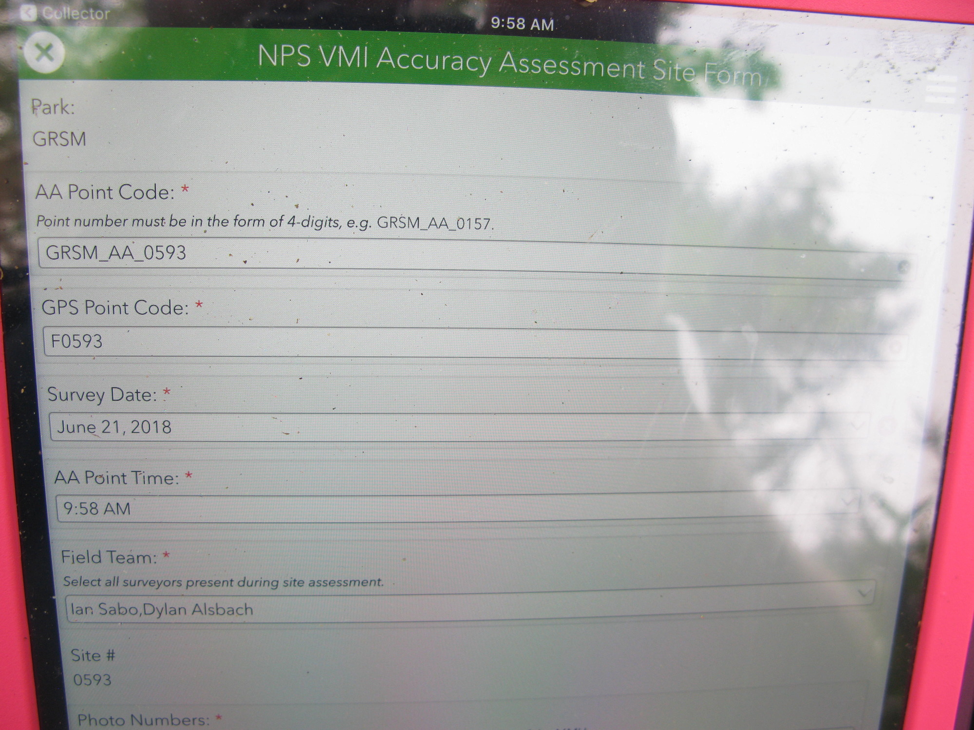 GRSM Accuracy Assessment. Plot Code: GRSM_AA_0593_1