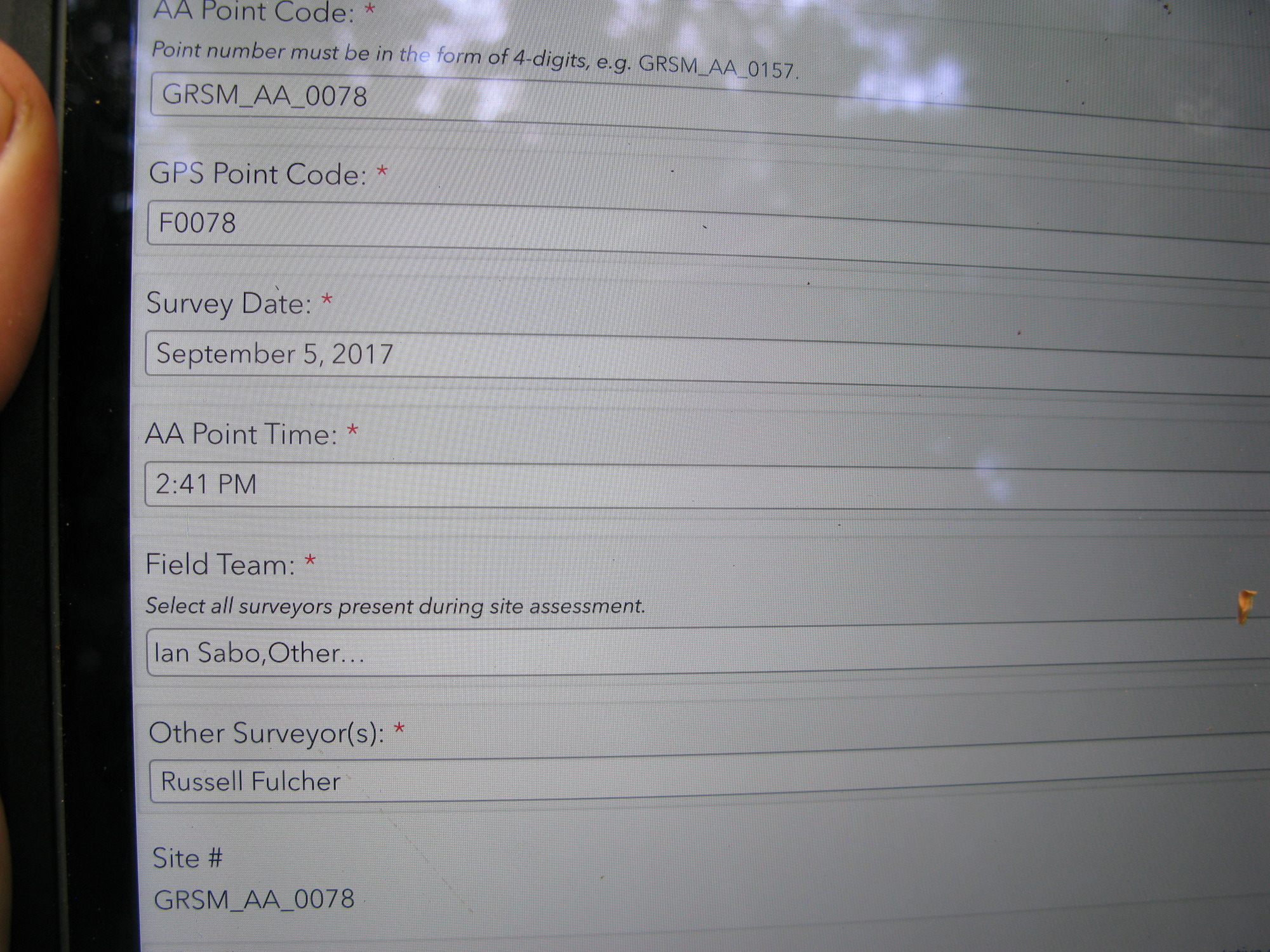 GRSM Accuracy Assessment. Plot Code: GRSM_AA_0078_1