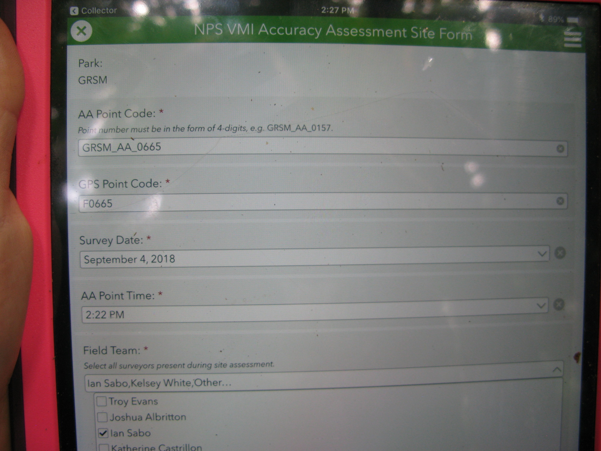 GRSM Accuracy Assessment. Plot Code: GRSM_AA_0665_1