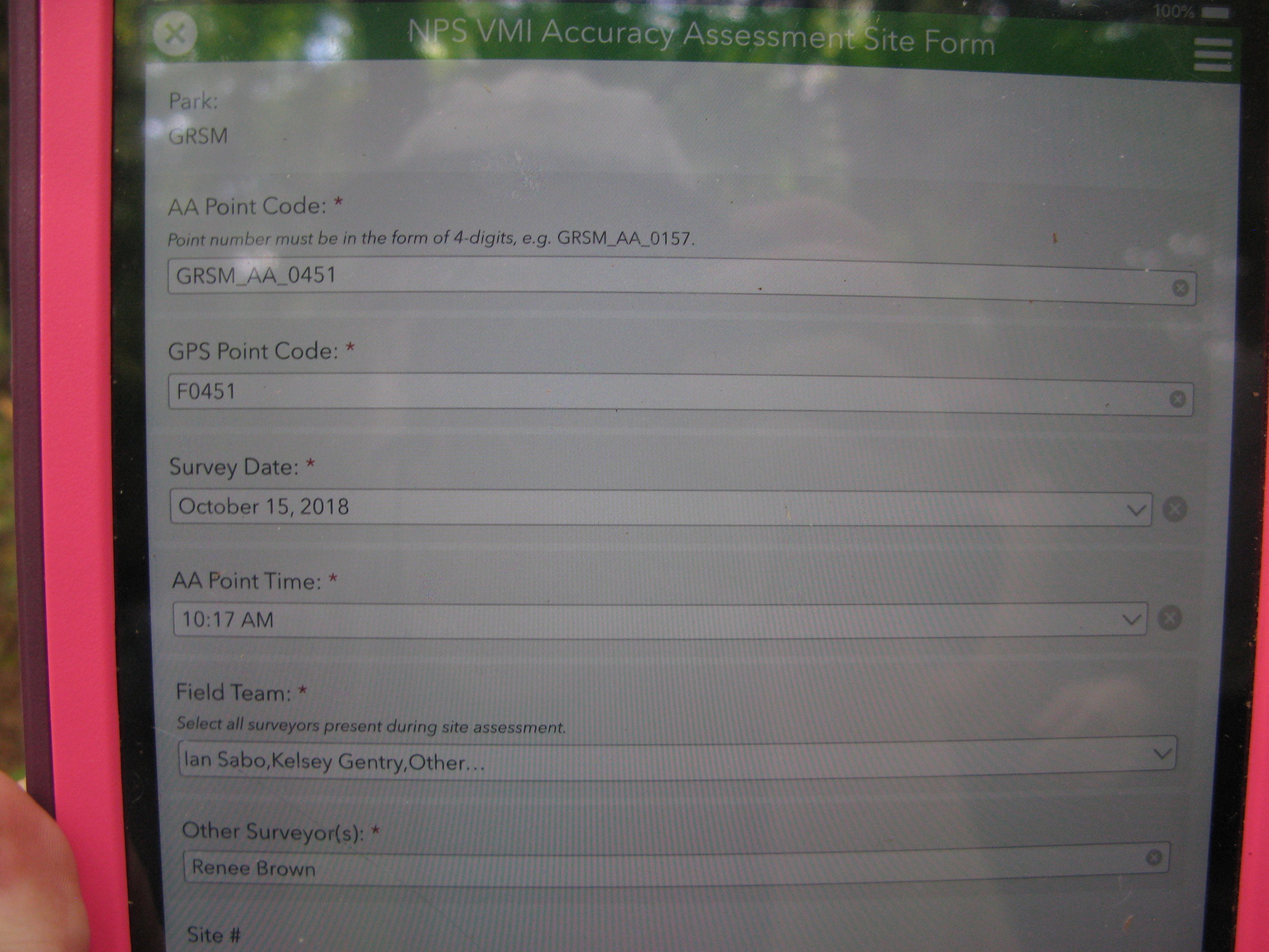 GRSM Accuracy Assessment. Plot Code: GRSM_AA_0451_1