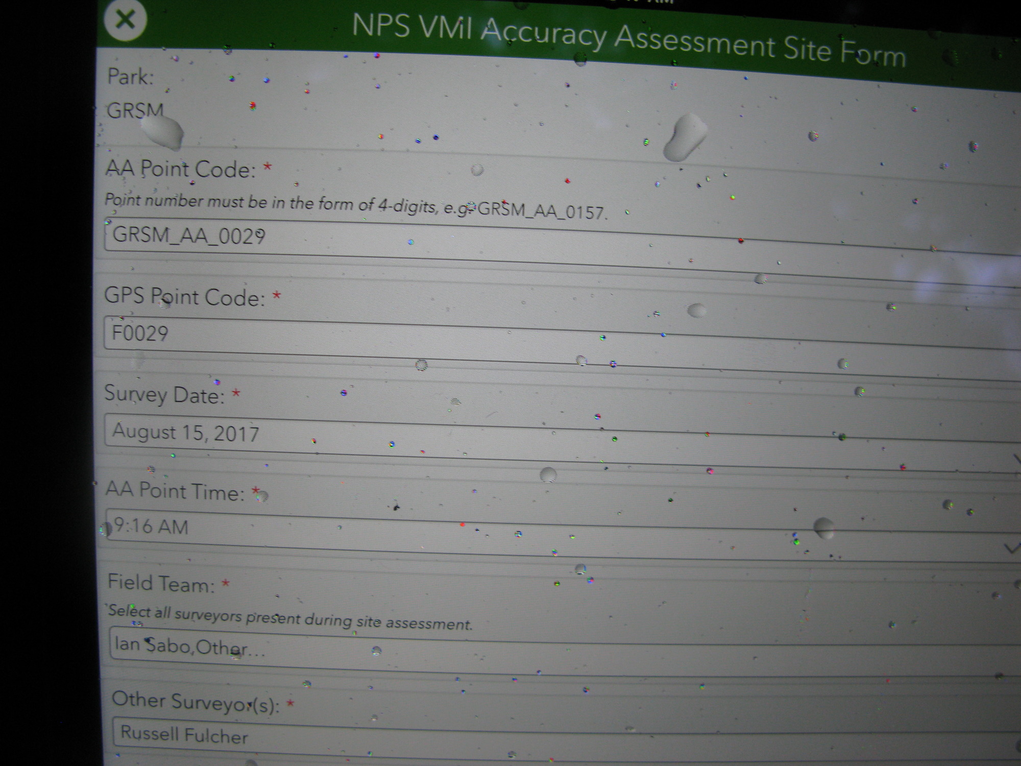 GRSM Accuracy Assessment. Plot Code: GRSM_AA_0029_1