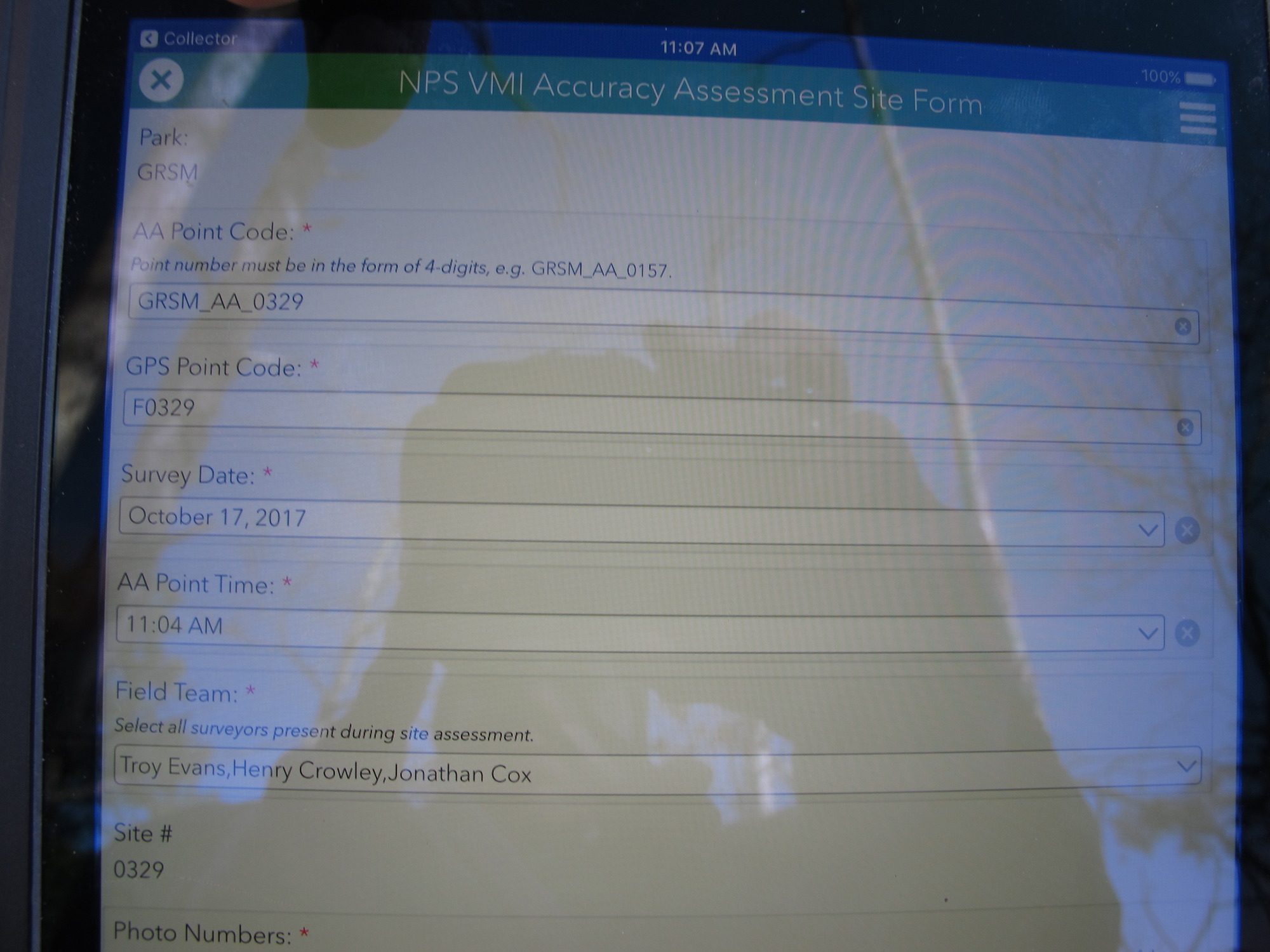 GRSM Accuracy Assessment. Plot Code: GRSM_AA_0329_1
