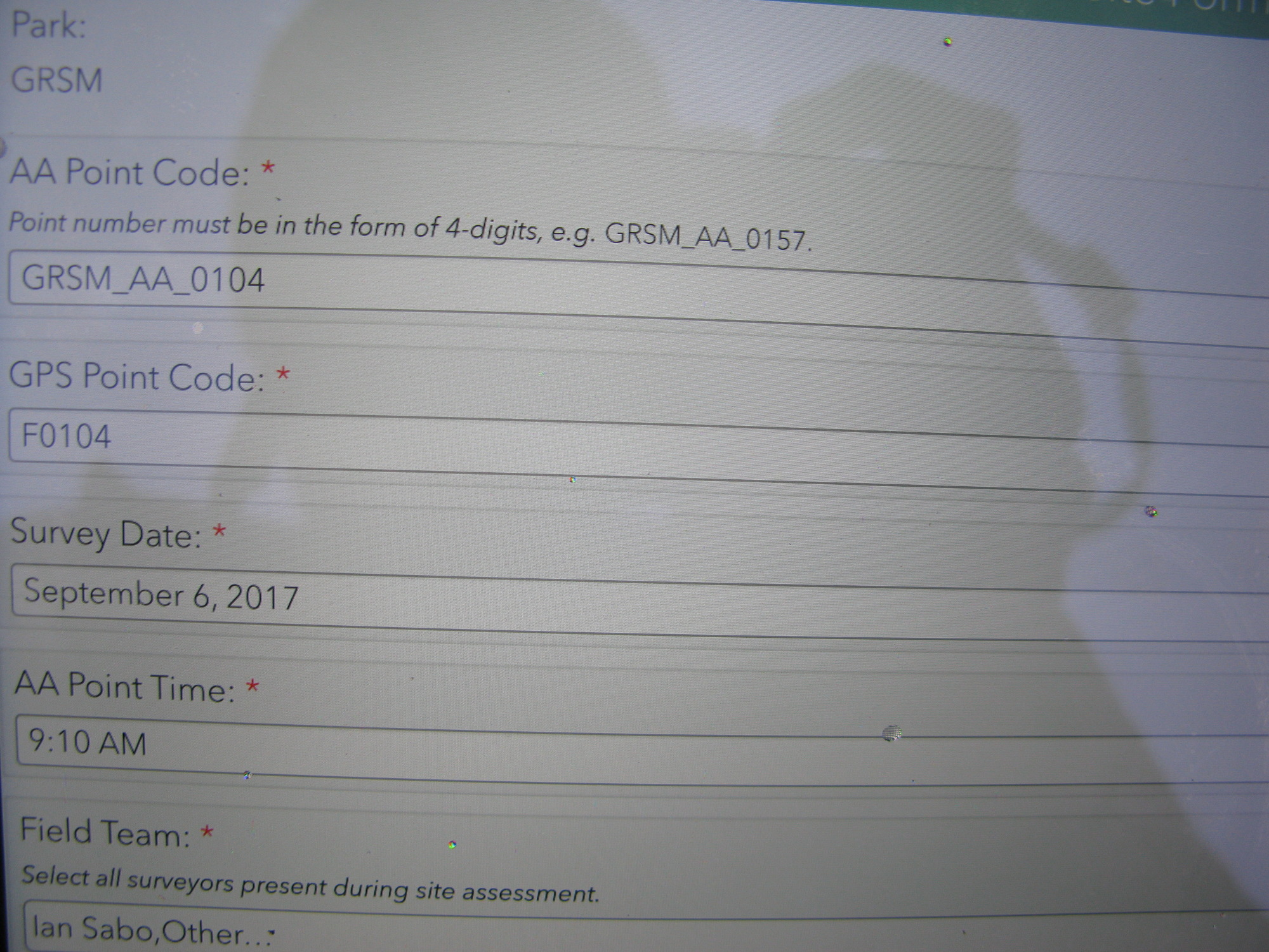 GRSM Accuracy Assessment. Plot Code: GRSM_AA_0104_1