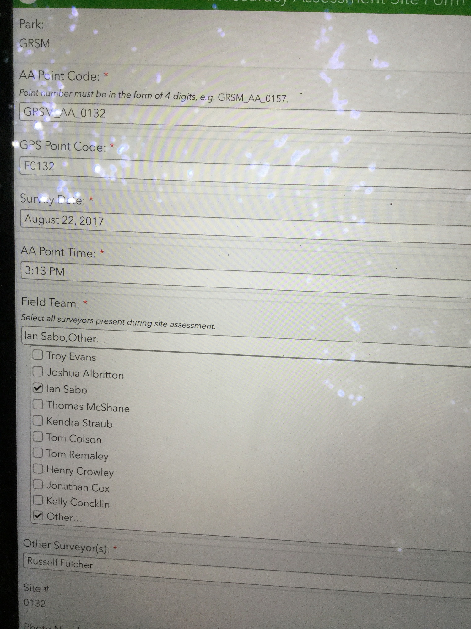GRSM Accuracy Assessment. Plot Code: GRSM_AA_0132_1