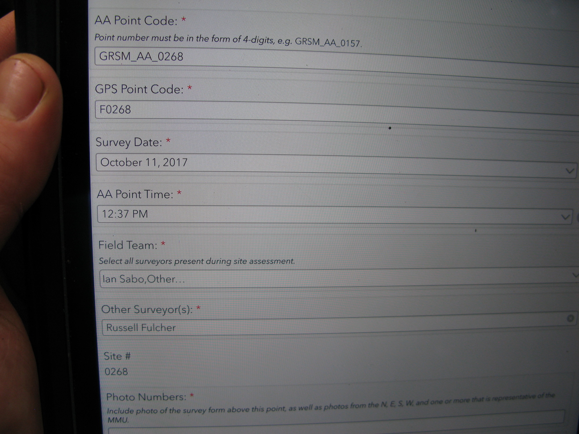 GRSM Accuracy Assessment. Plot Code: GRSM_AA_0268_1