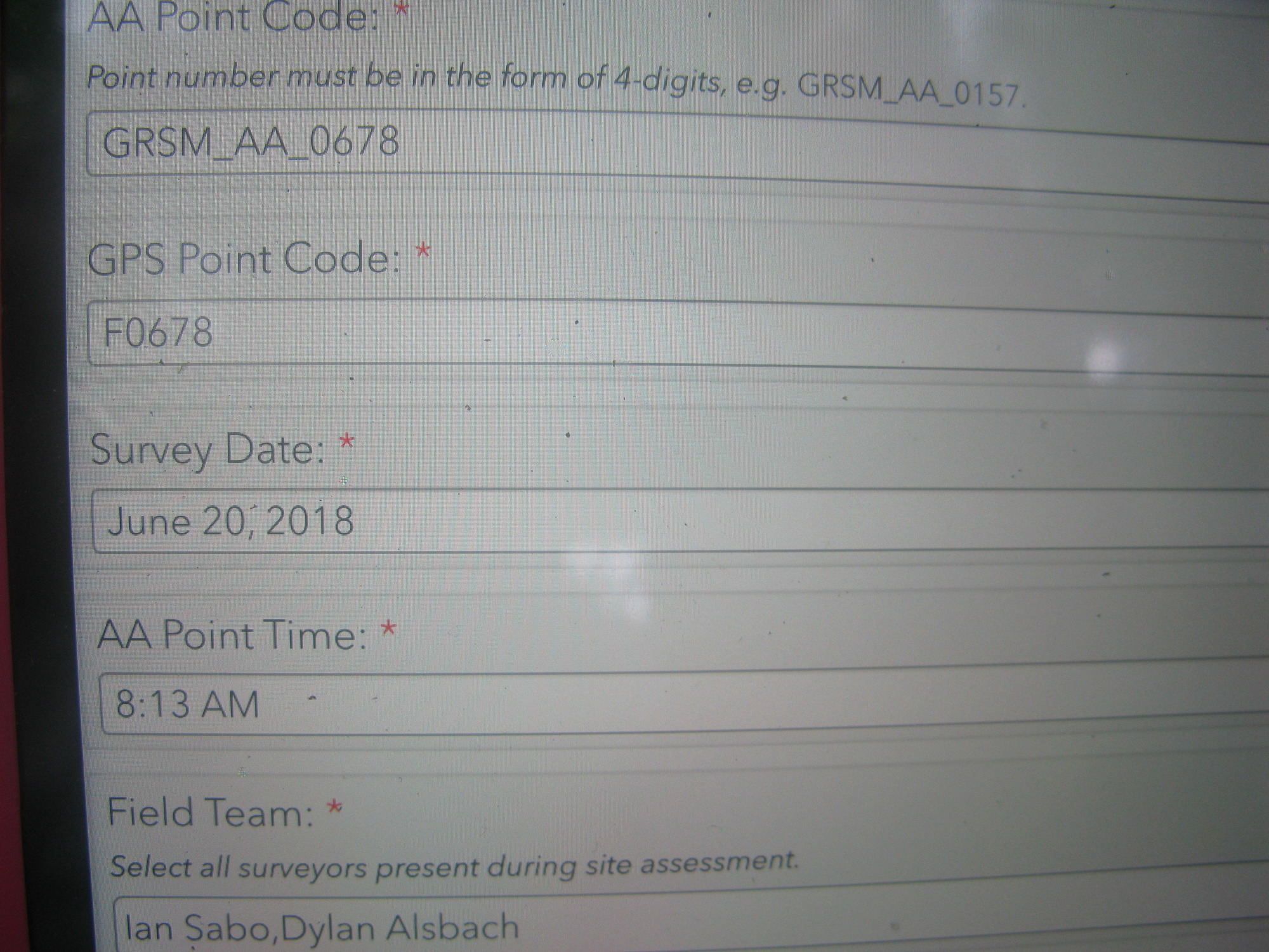 GRSM Accuracy Assessment. Plot Code: GRSM_AA_0678_1