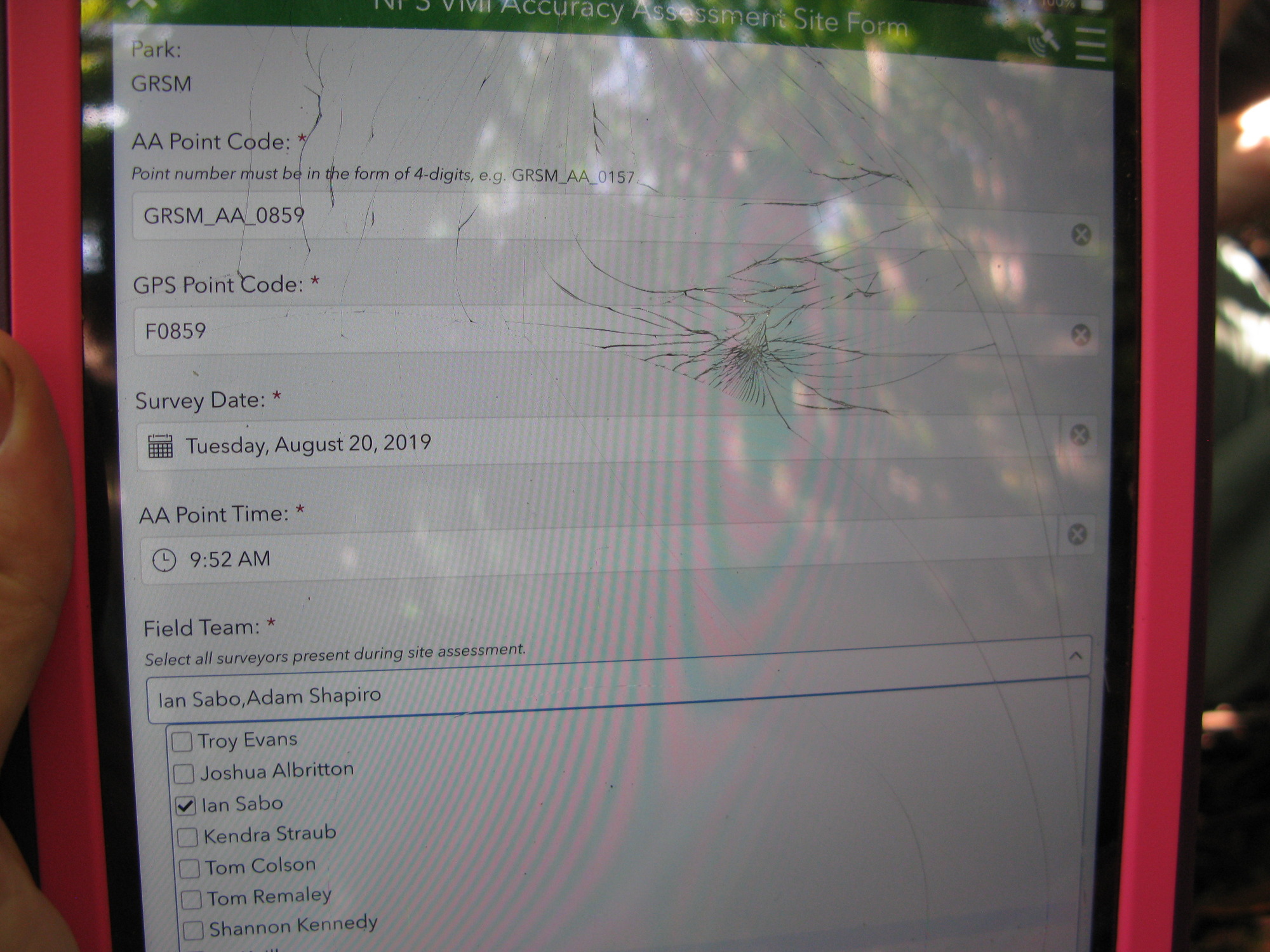 GRSM Accuracy Assessment. Plot Code: GRSM_AA_0859_1