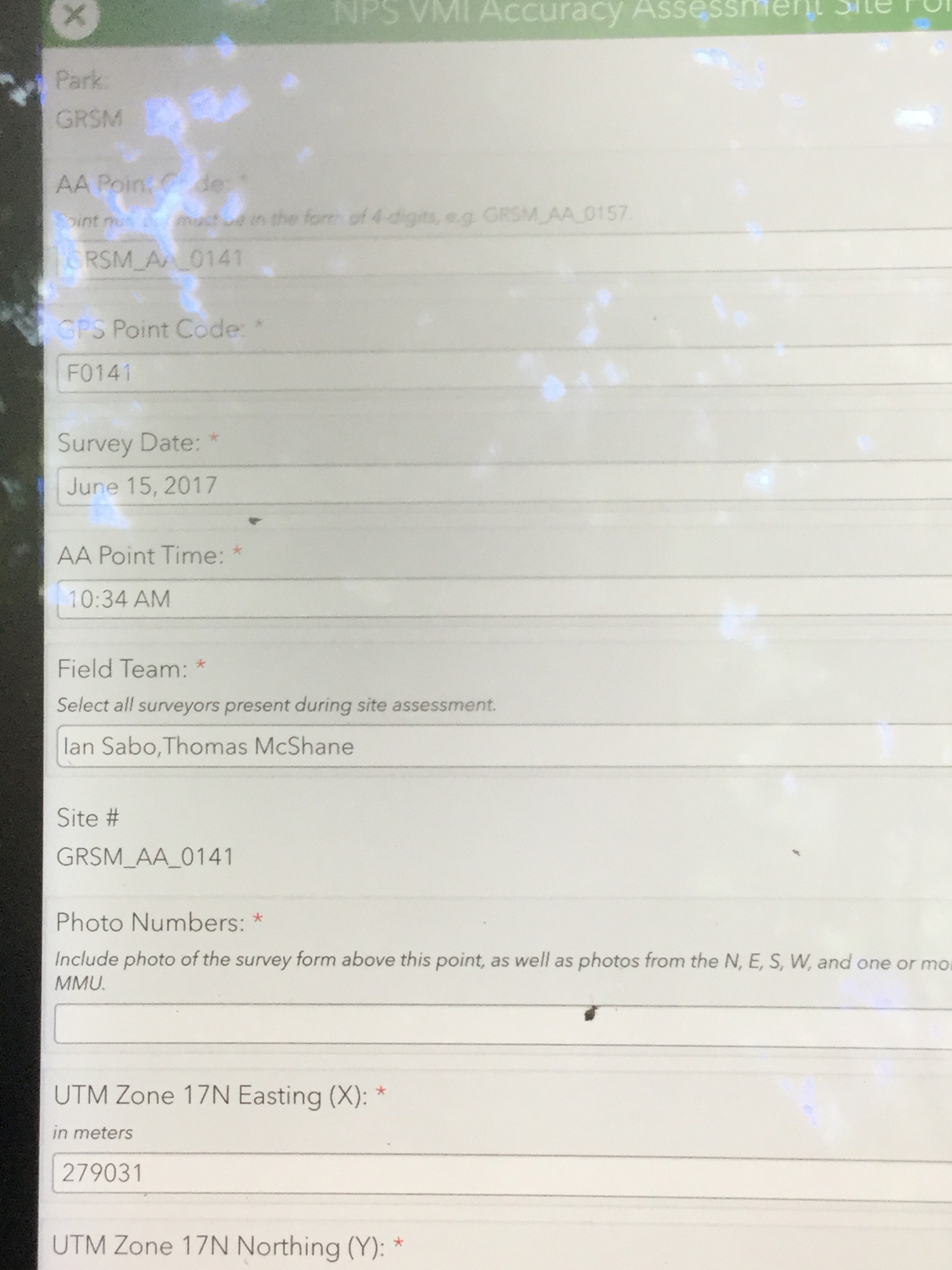 GRSM Accuracy Assessment. Plot Code: GRSM_AA_0141_1