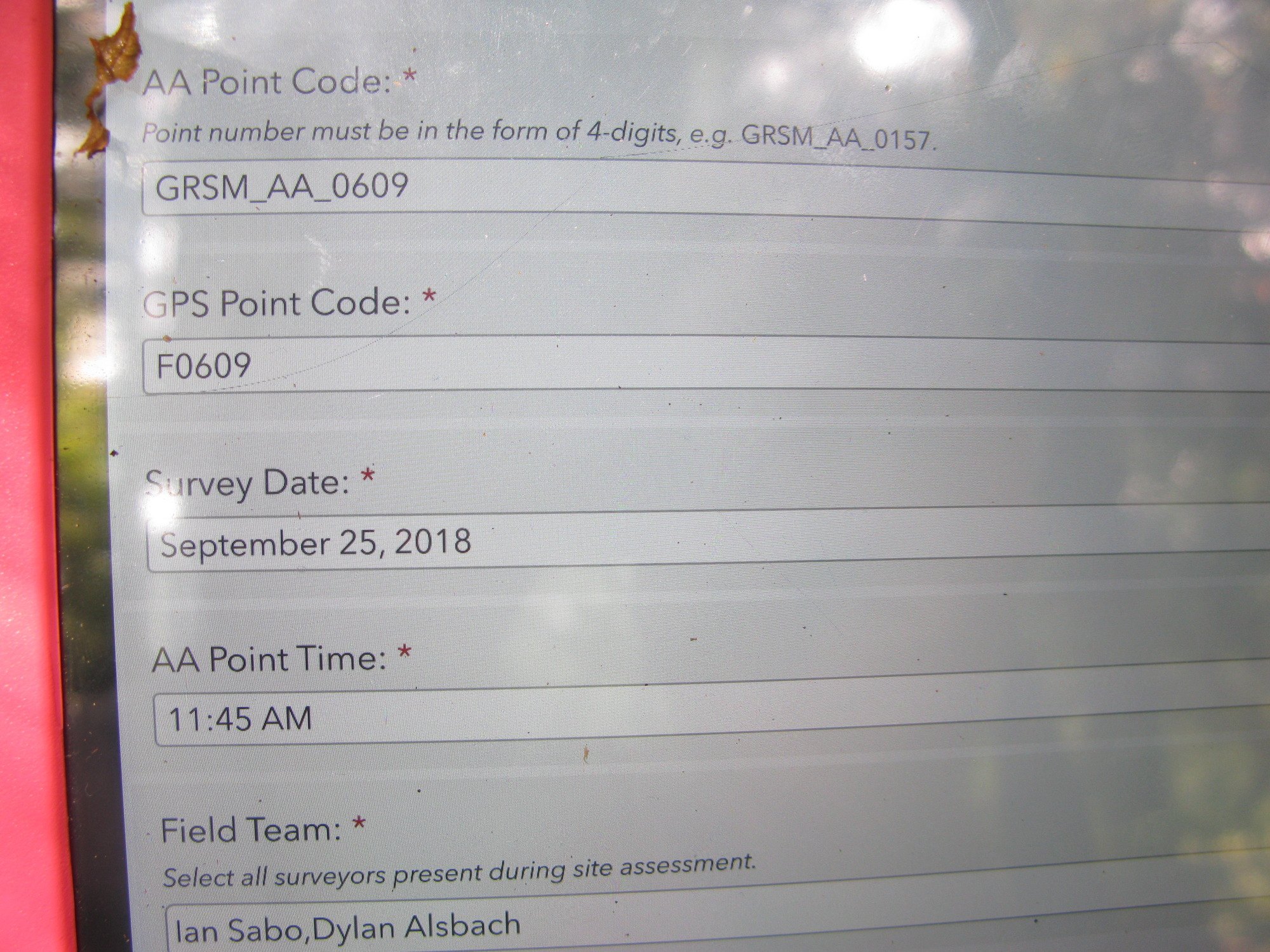 GRSM Accuracy Assessment. Plot Code: GRSM_AA_0609_1