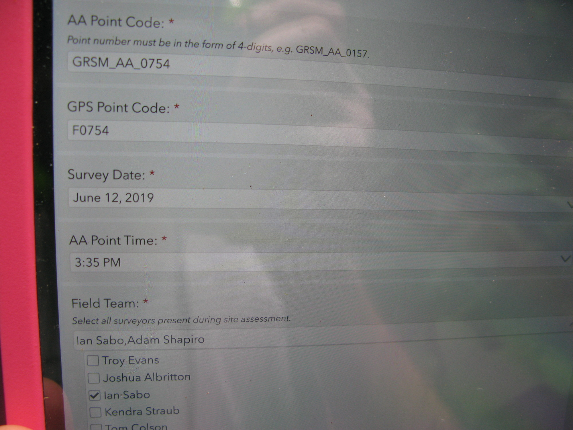 GRSM Accuracy Assessment. Plot Code: GRSM_AA_0754_1