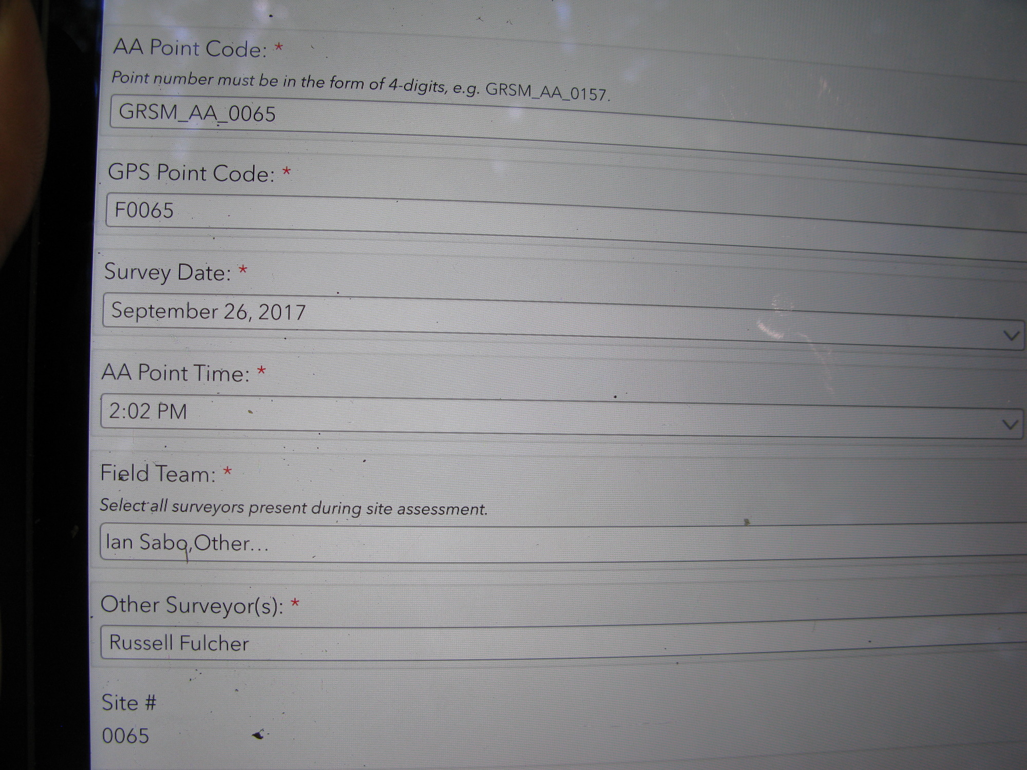 GRSM Accuracy Assessment. Plot Code: GRSM_AA_0065_1