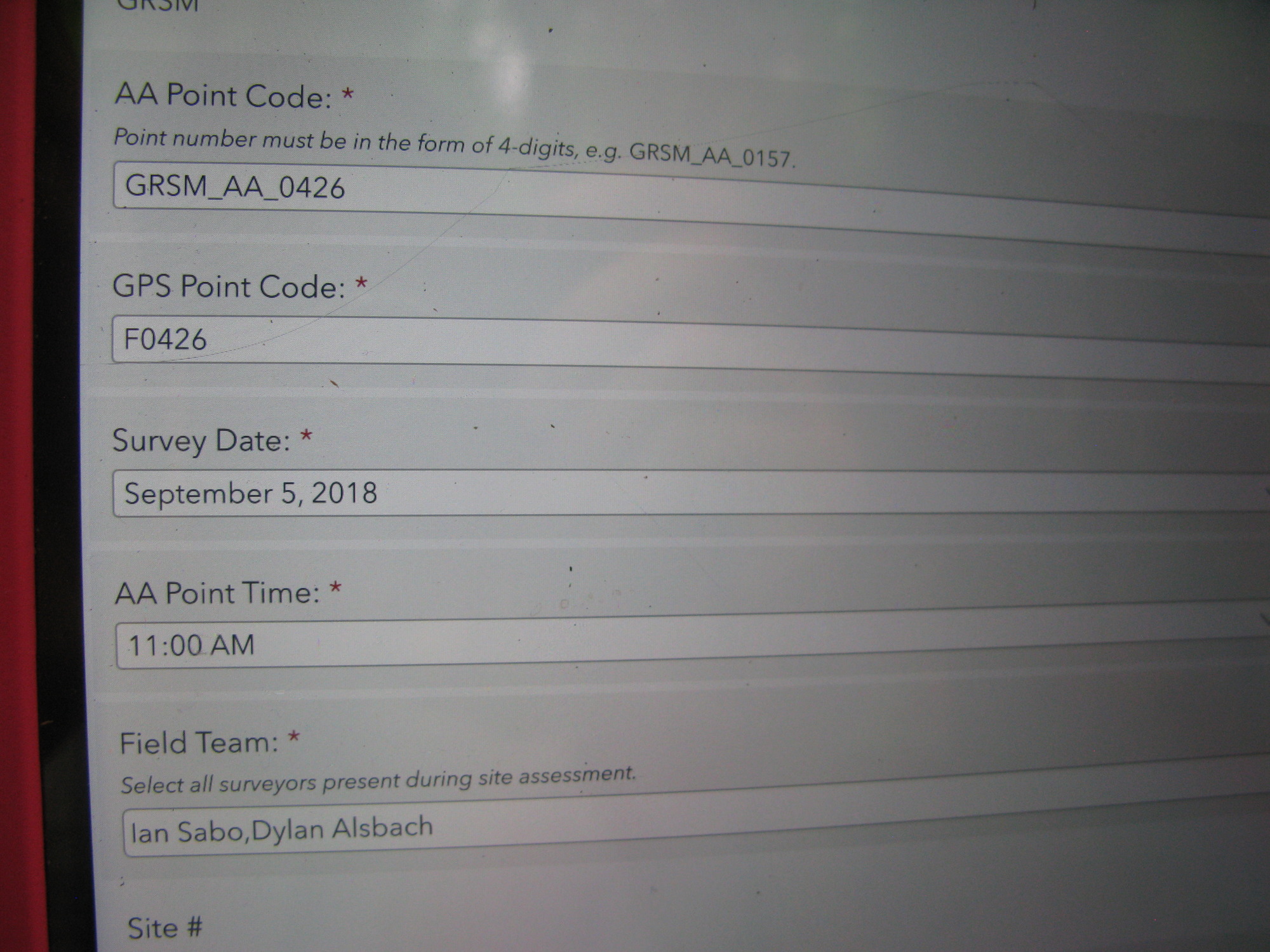 GRSM Accuracy Assessment. Plot Code: GRSM_AA_0426_1