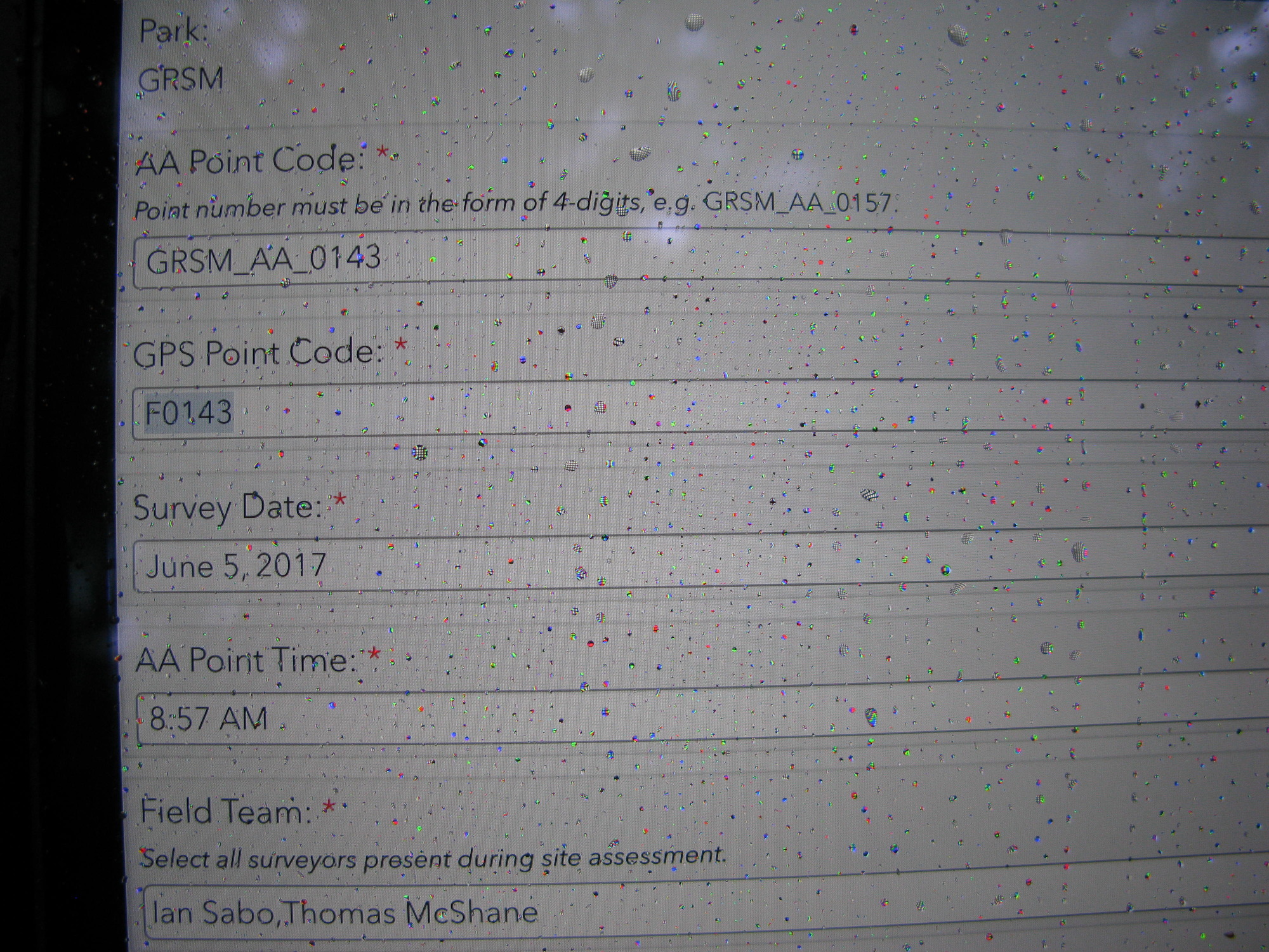 GRSM Accuracy Assessment. Plot Code: GRSM_AA_0143_1